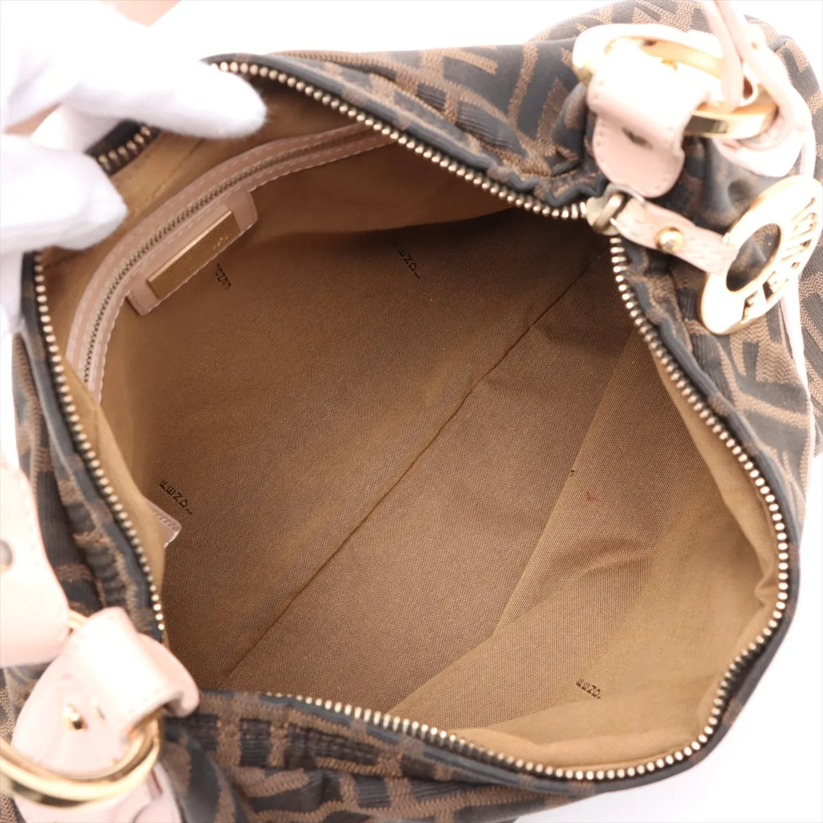 Zucca Canvas x Leather Shoulder Bag Brown x Pink 8BR448 — view 7