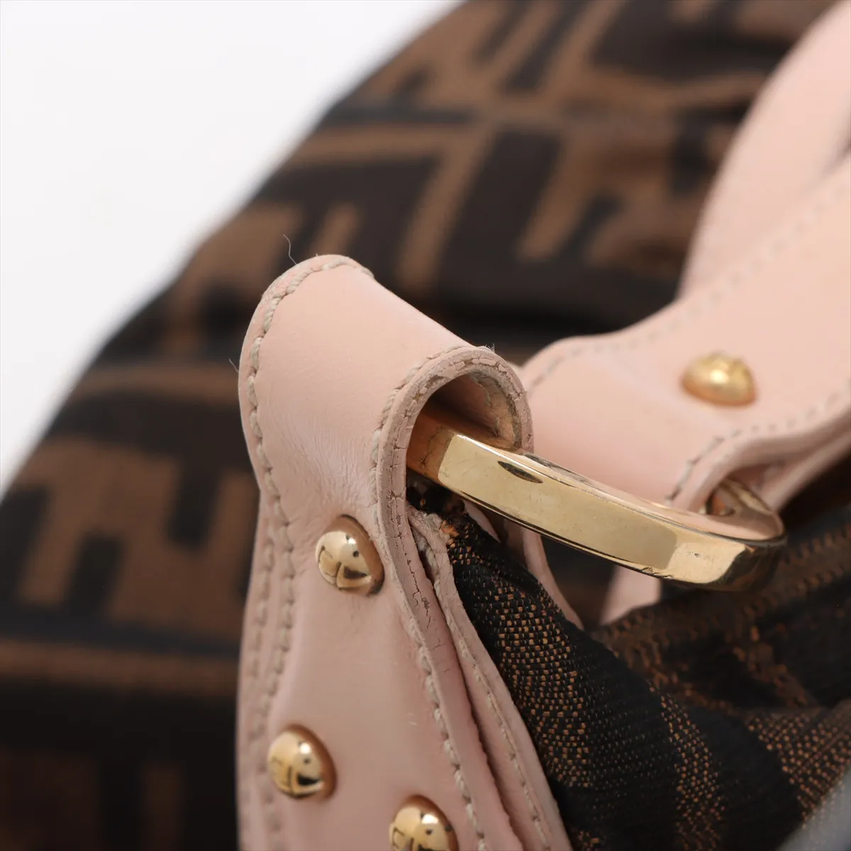 Zucca Canvas x Leather Shoulder Bag Brown x Pink 8BR448 — view 10