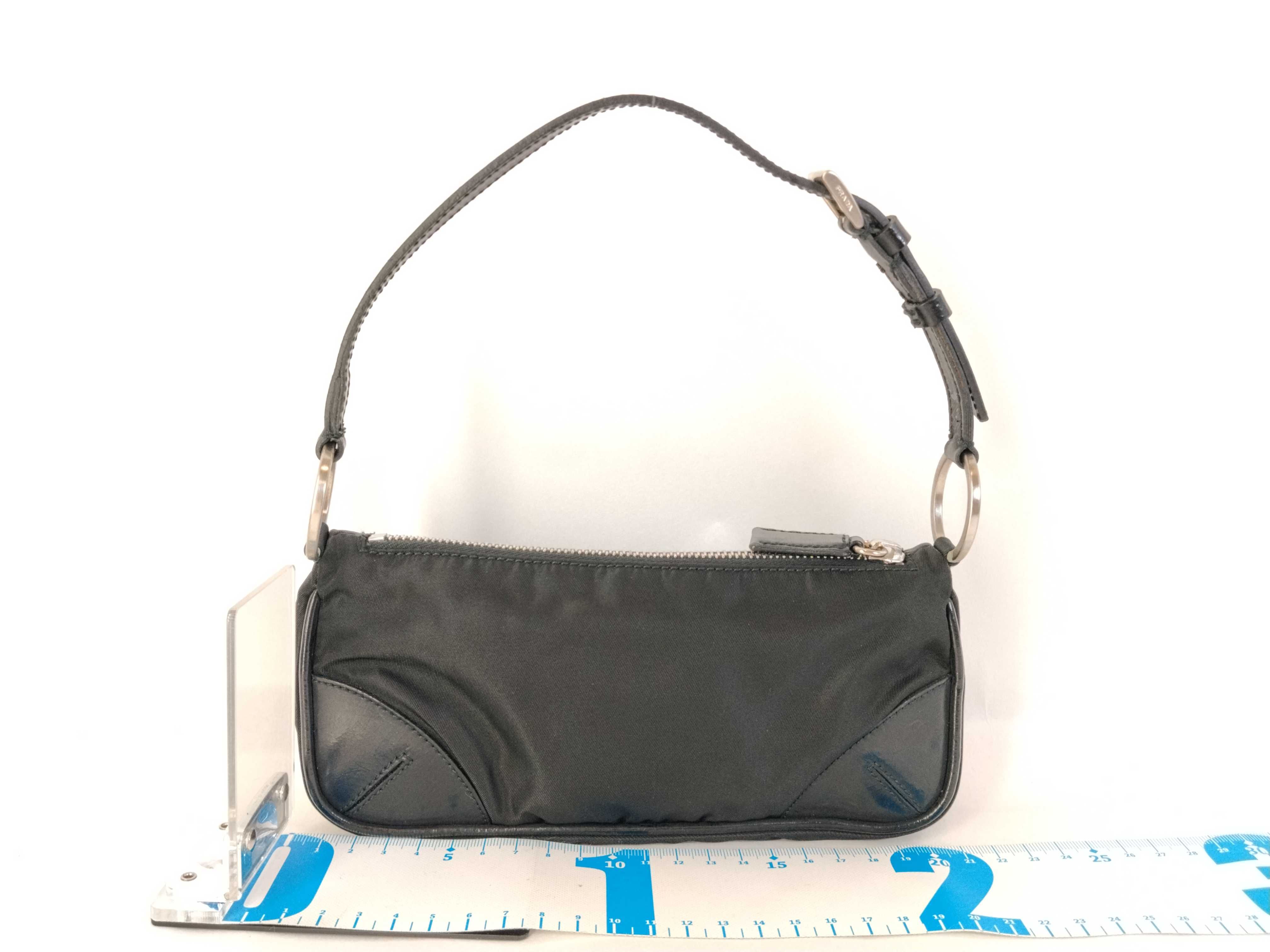 Nylon Prada Triangle Logo Nylon Leather Handbag Accessory Pouch — view 2