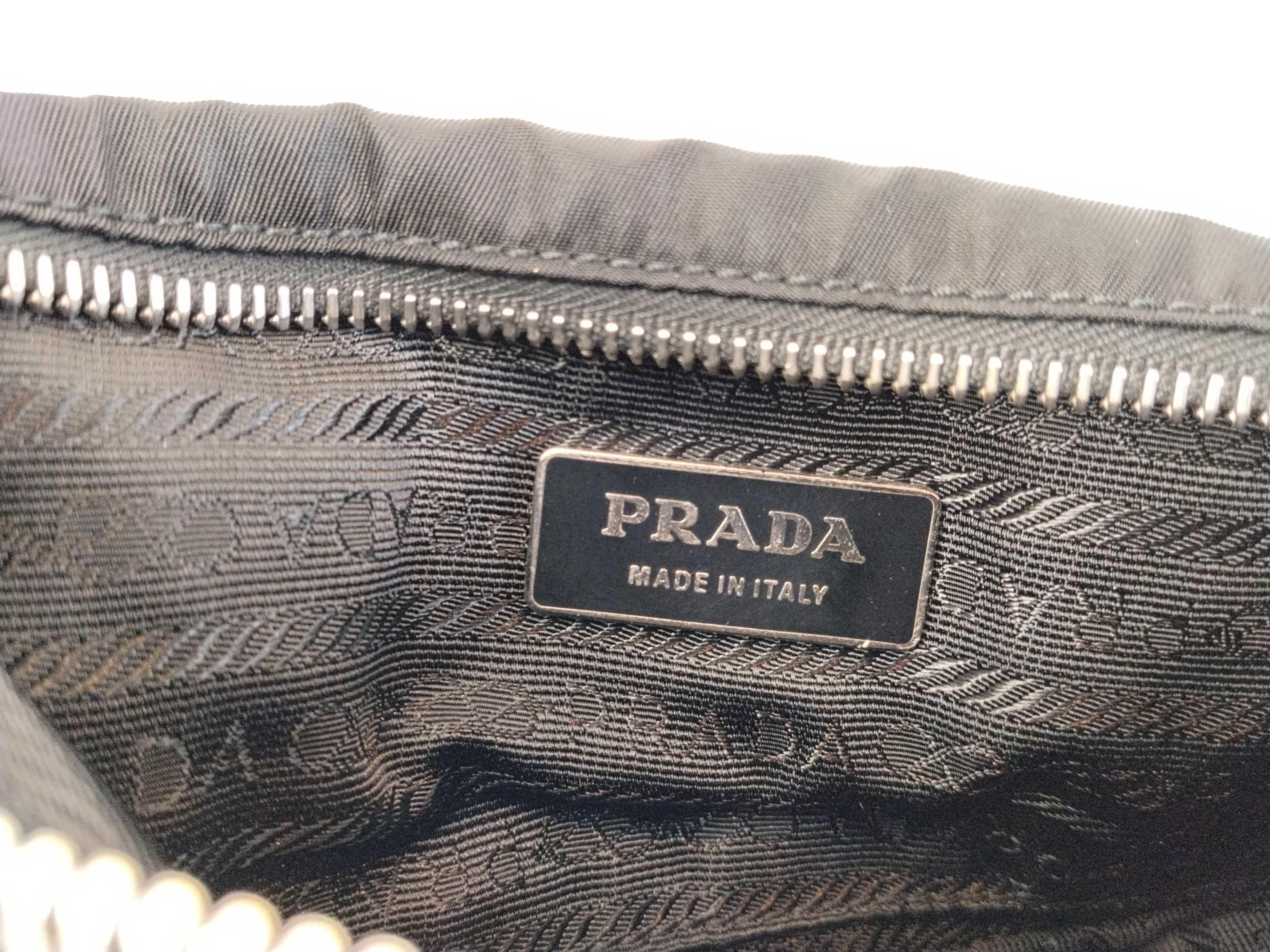 Nylon Prada Triangle Logo Nylon Leather Handbag Accessory Pouch — view 11