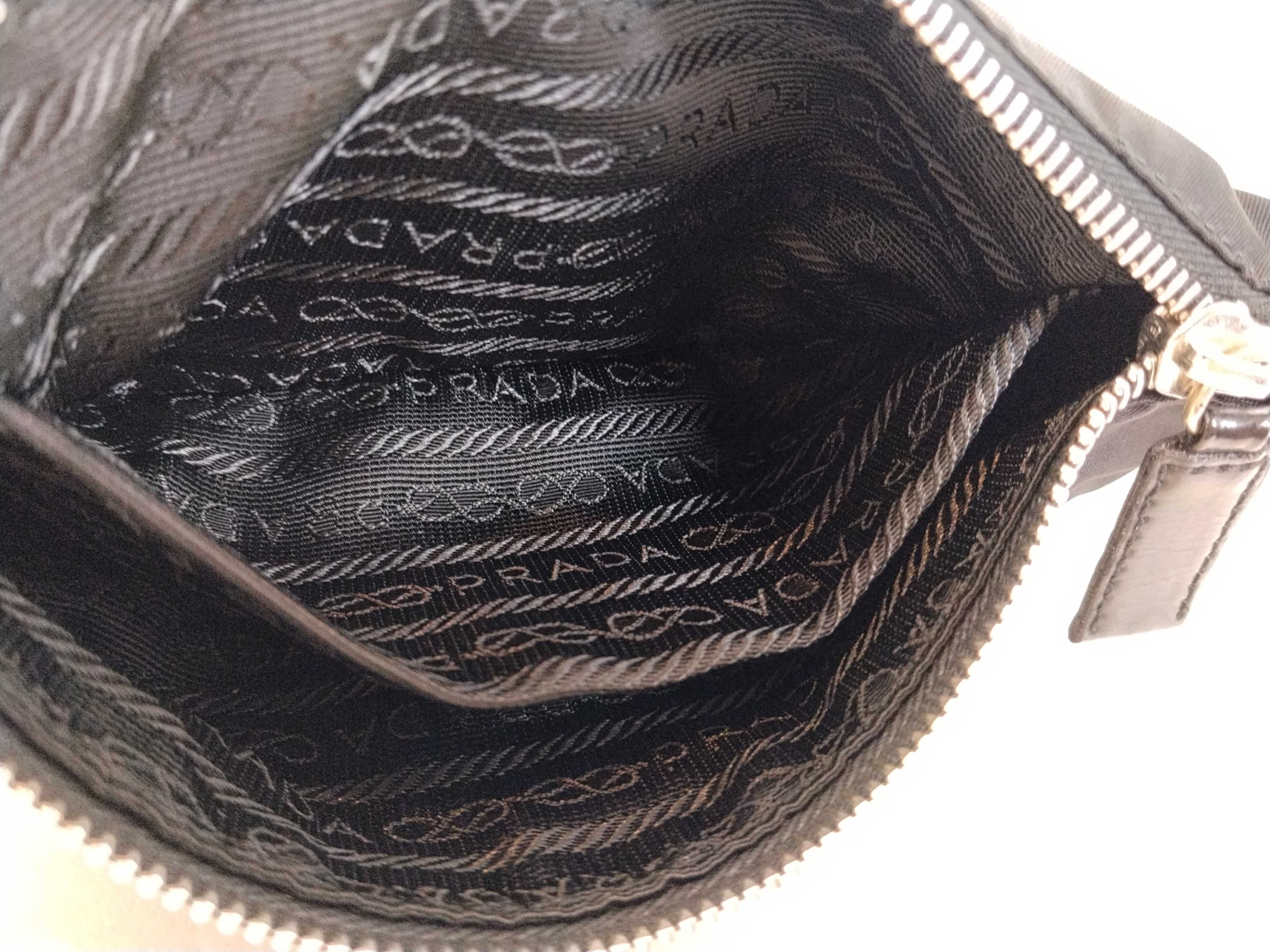 Nylon Prada Triangle Logo Nylon Leather Handbag Accessory Pouch — view 12