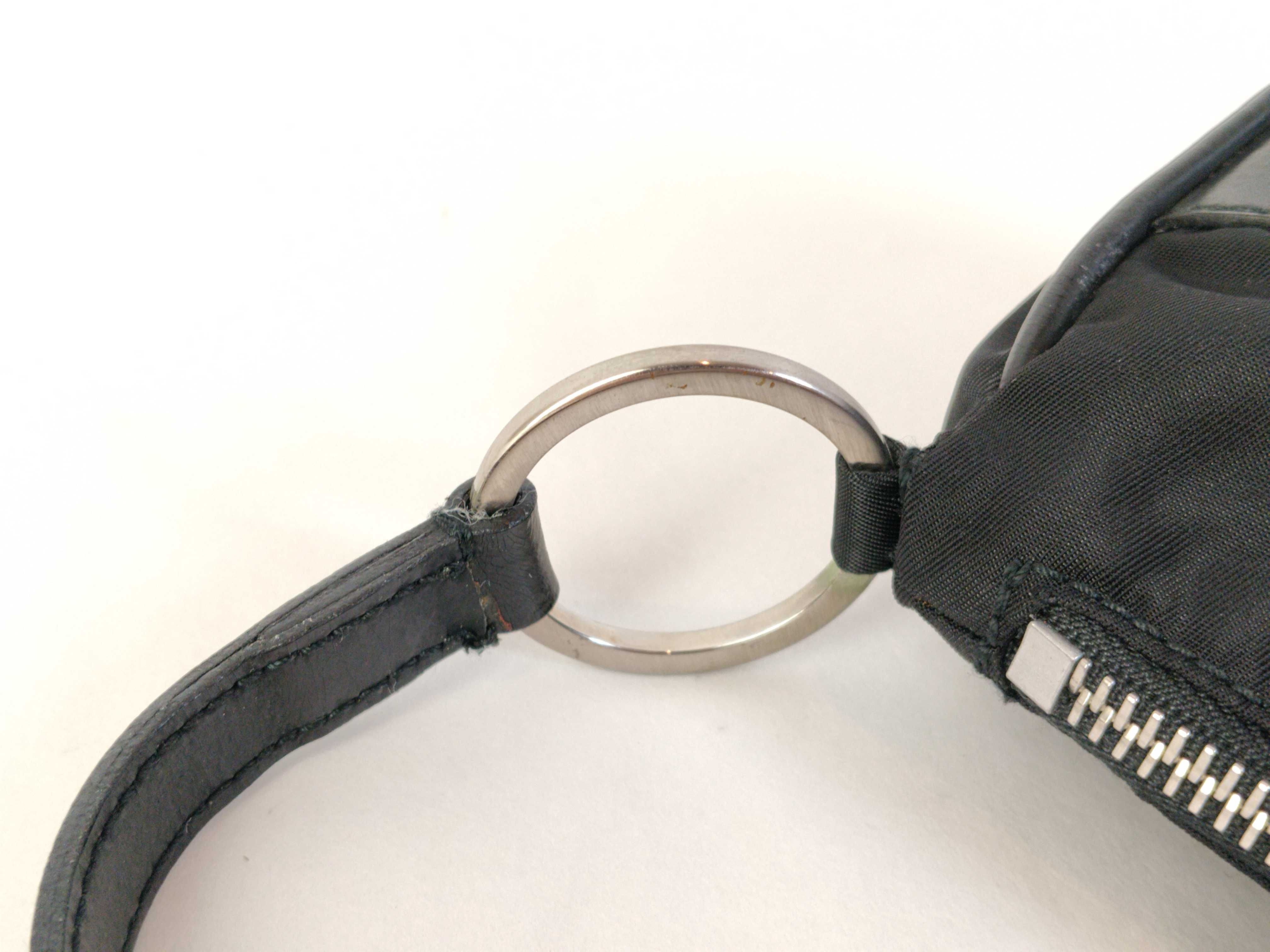 Nylon Prada Triangle Logo Nylon Leather Handbag Accessory Pouch — view 5