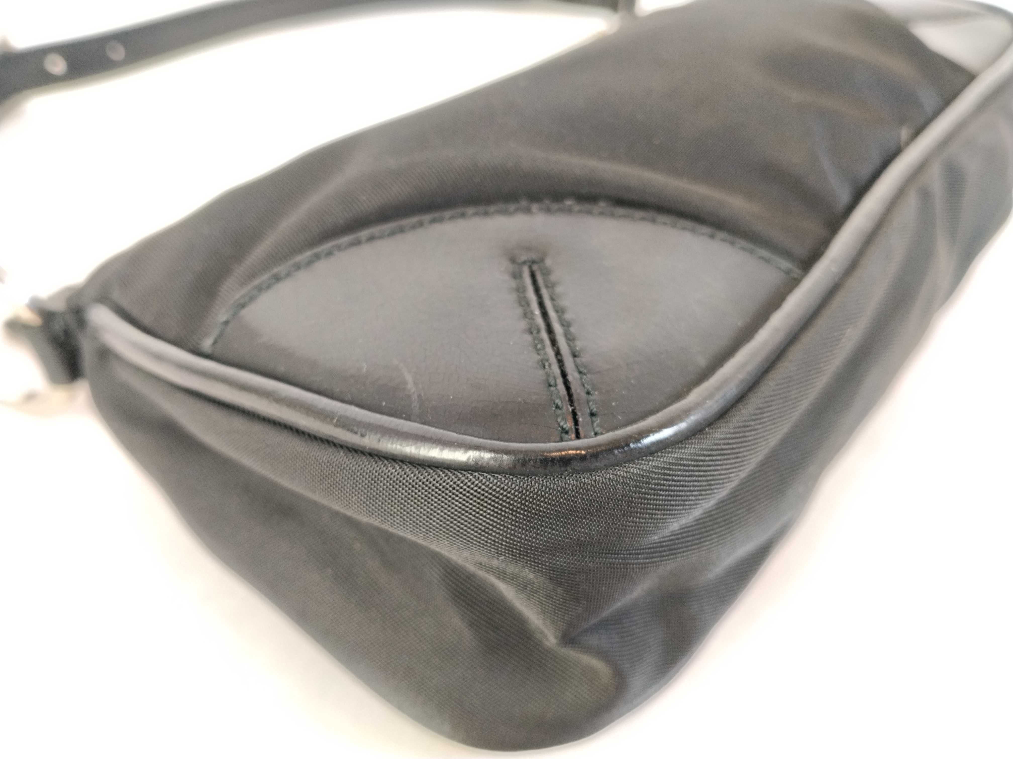Nylon Prada Triangle Logo Nylon Leather Handbag Accessory Pouch — view 6