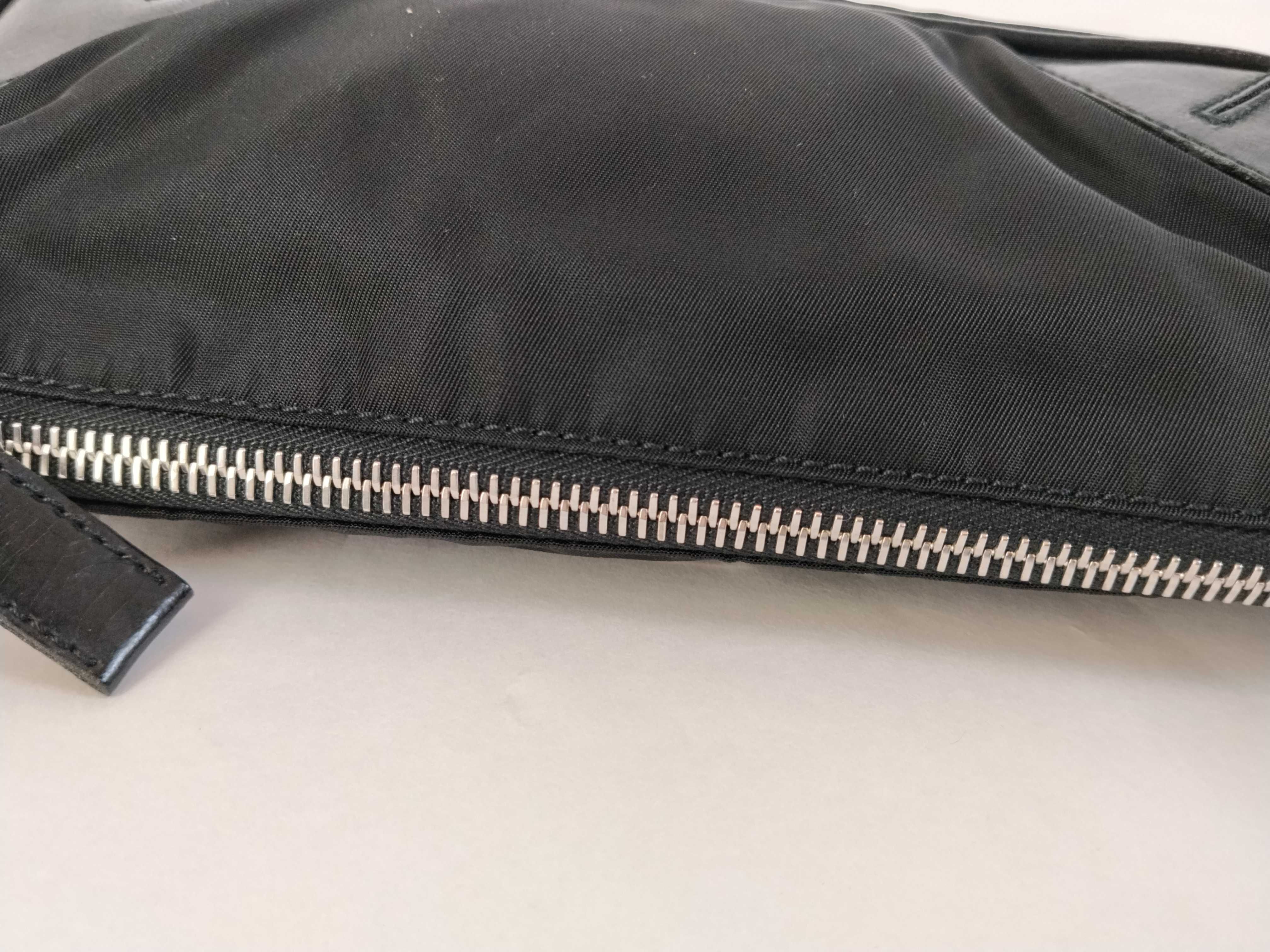 Nylon Prada Triangle Logo Nylon Leather Handbag Accessory Pouch — view 8