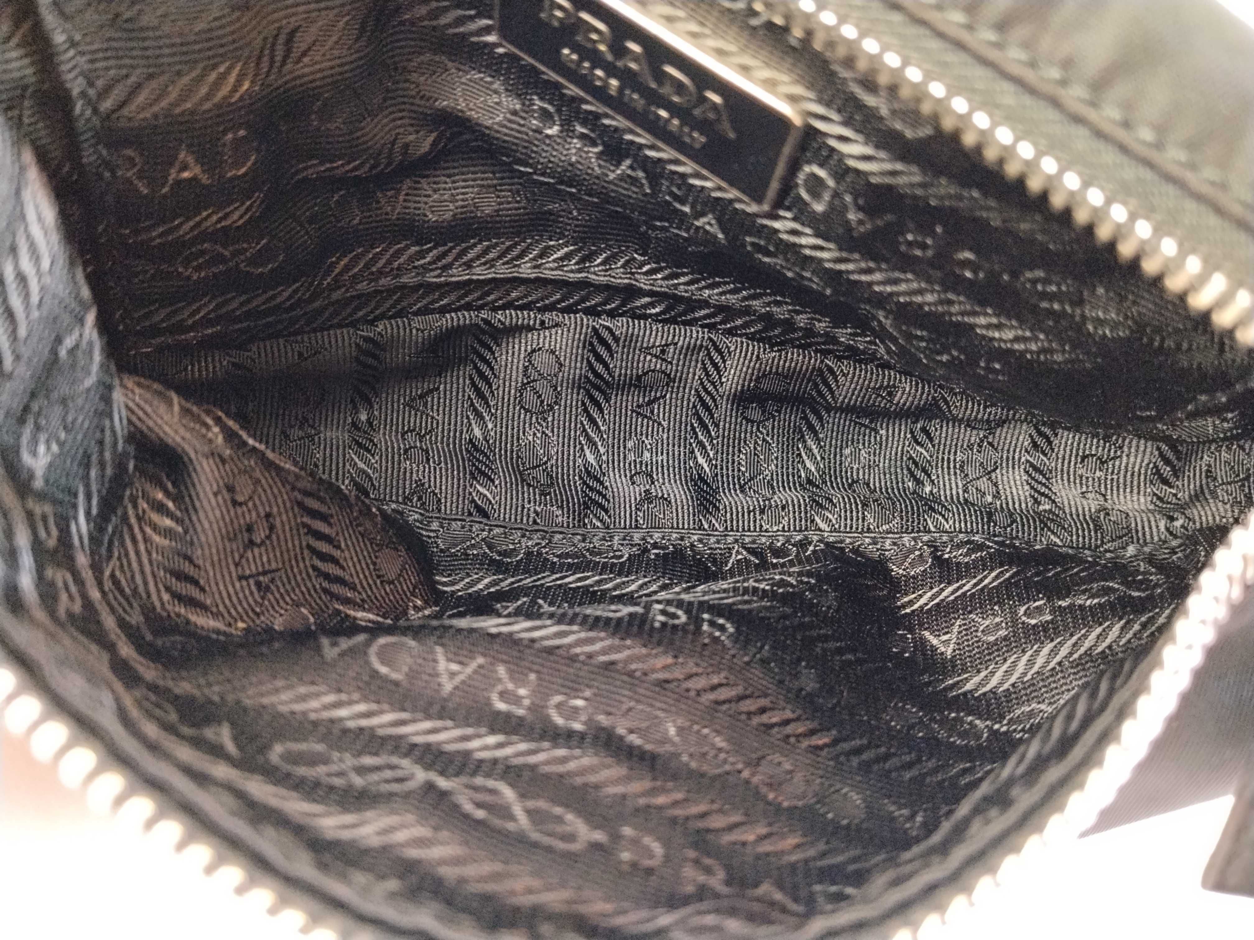 Nylon Prada Triangle Logo Nylon Leather Handbag Accessory Pouch — view 9