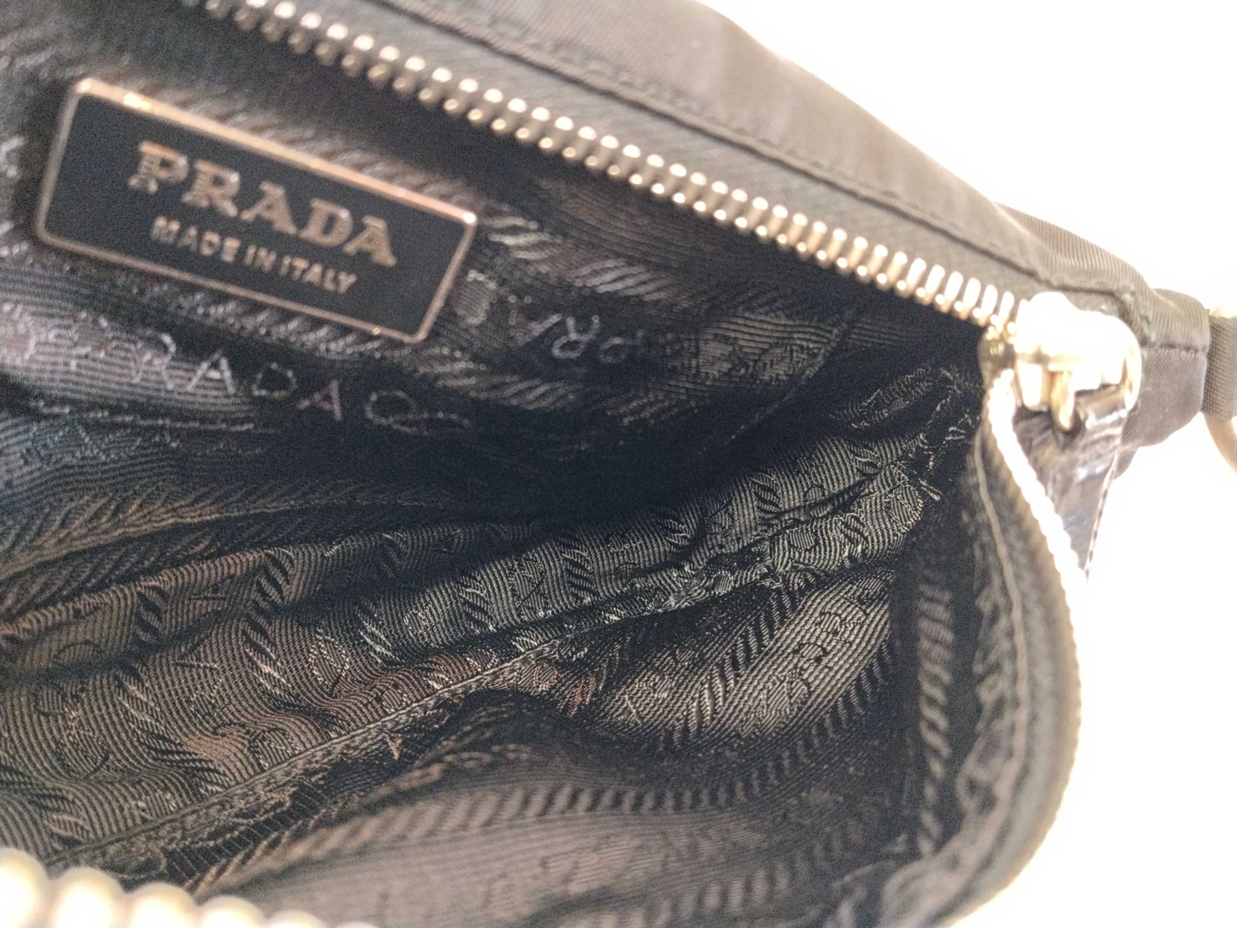 Nylon Prada Triangle Logo Nylon Leather Handbag Accessory Pouch — view 10