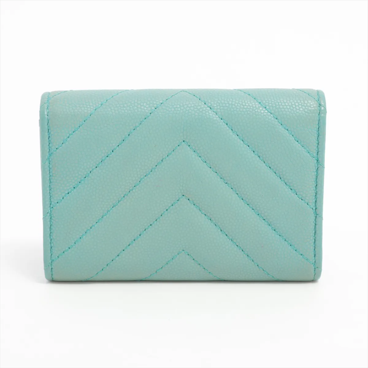 V Stitch Caviar Skin Card Case Mint Gold Hardware 27749090 — view 2