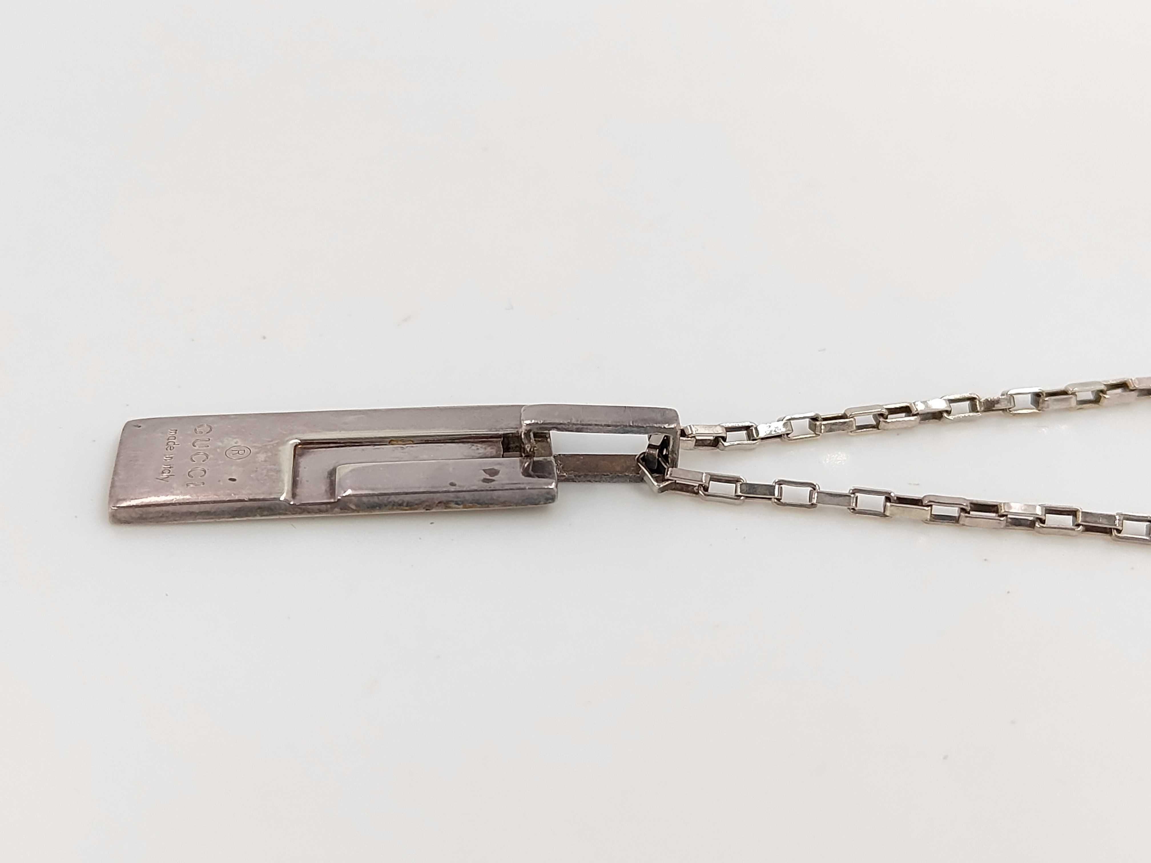G logo plate silver necklace — view 3