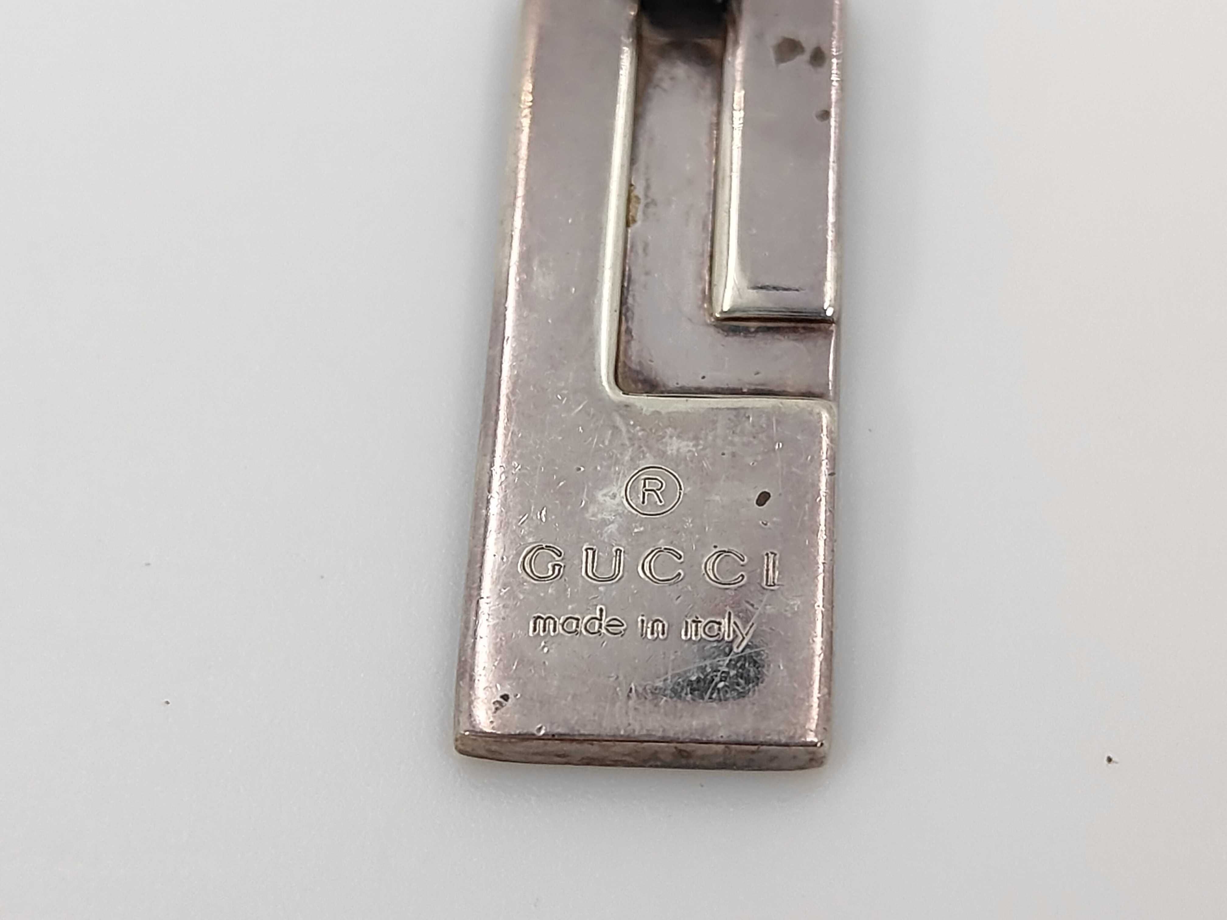 G logo plate silver necklace — view 6