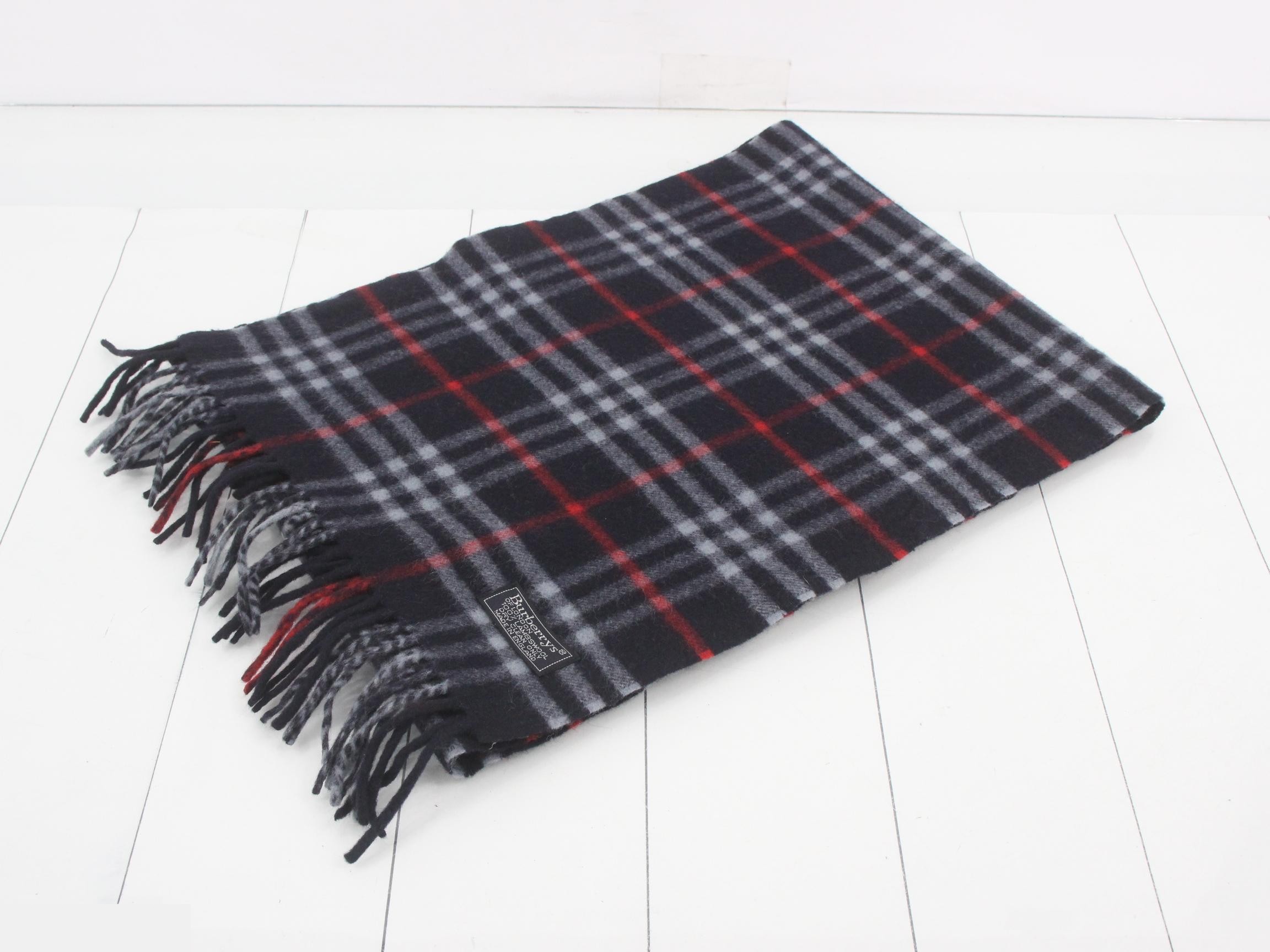 Nova Check Scarf, Navy, 100% Wool