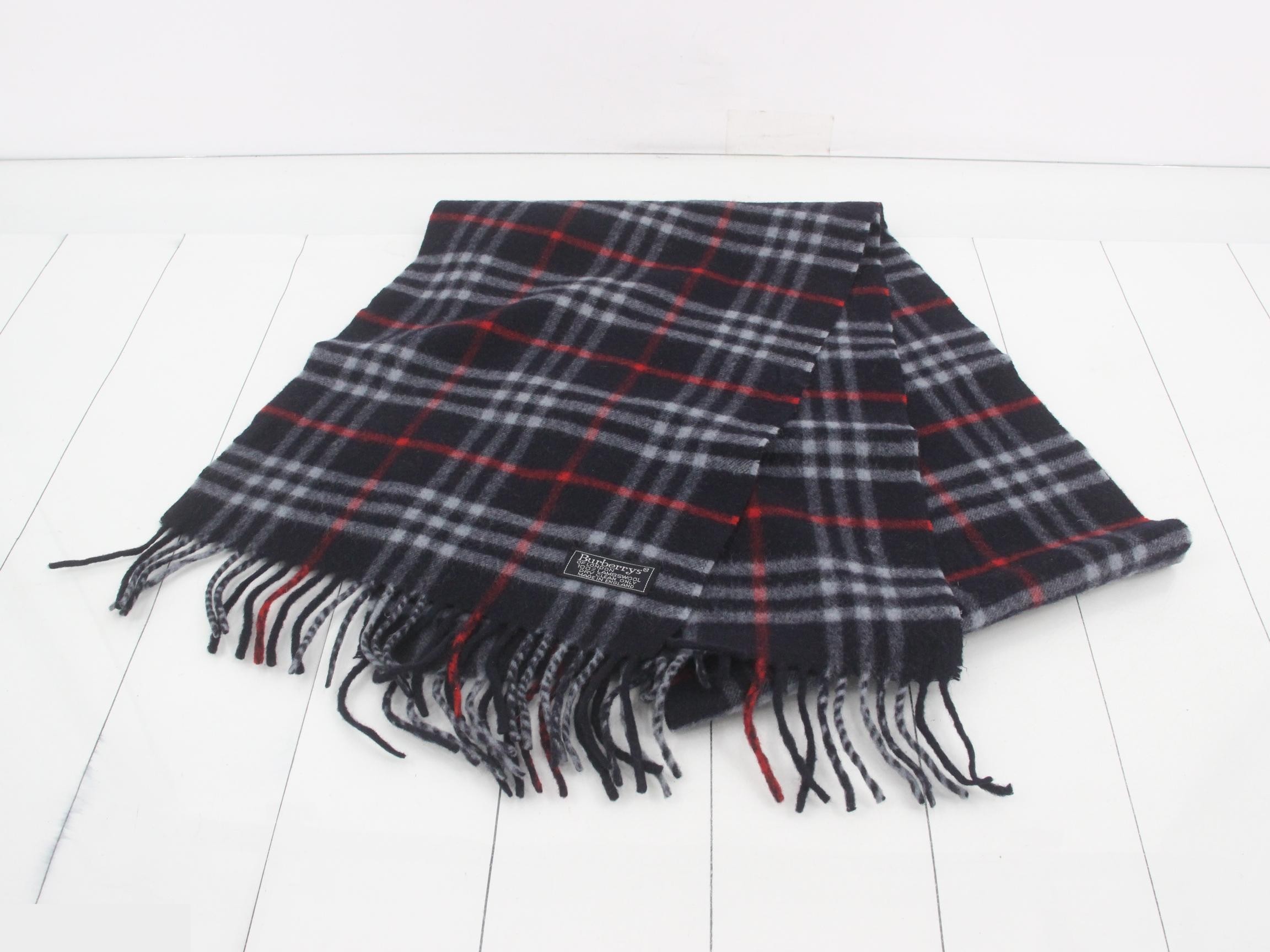 Nova Check Scarf, Navy, 100% Wool — view 2