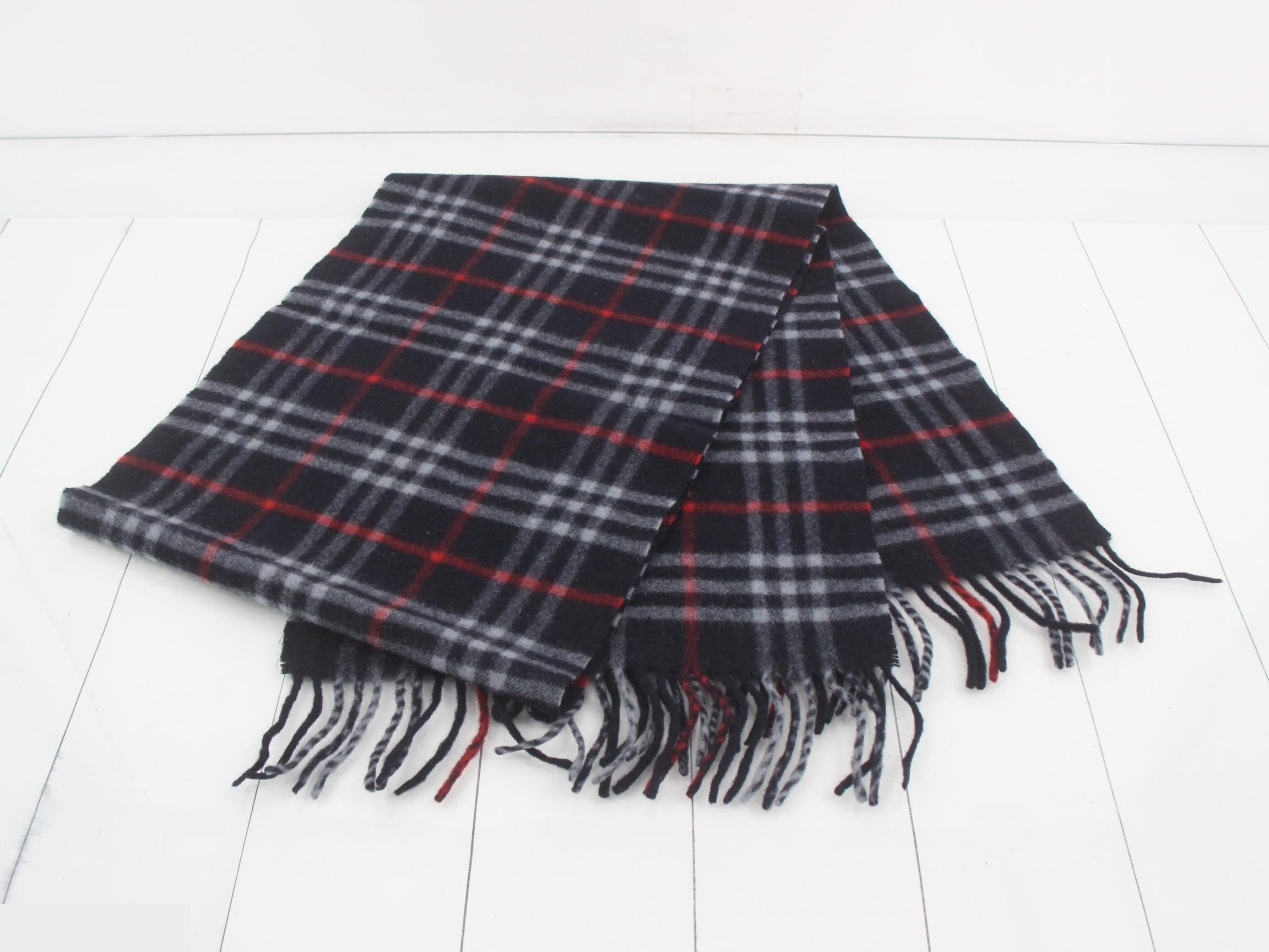 Nova Check Scarf, Navy, 100% Wool — view 3