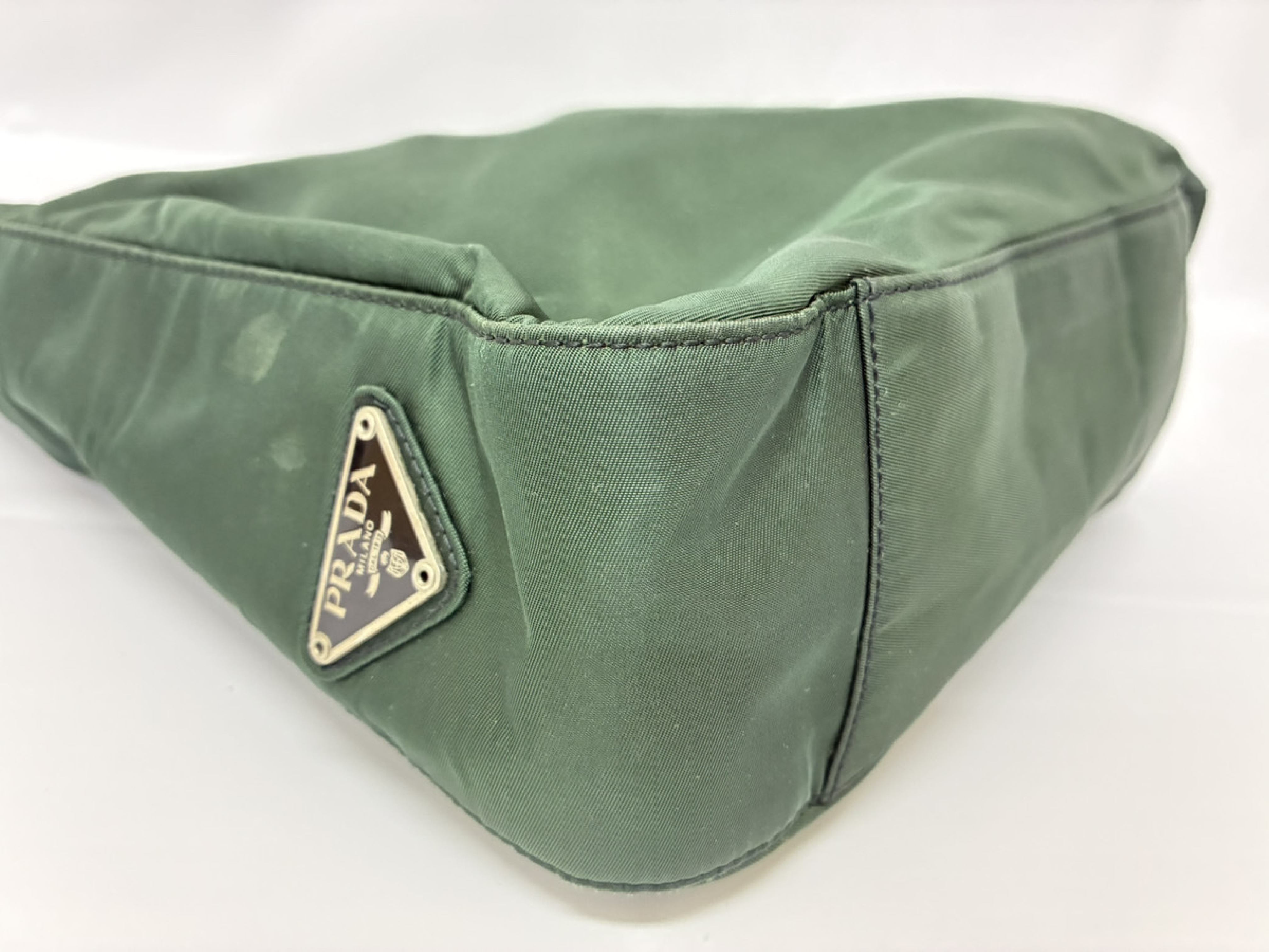 Plastic Handle Nylon/Green Handbag — view 3