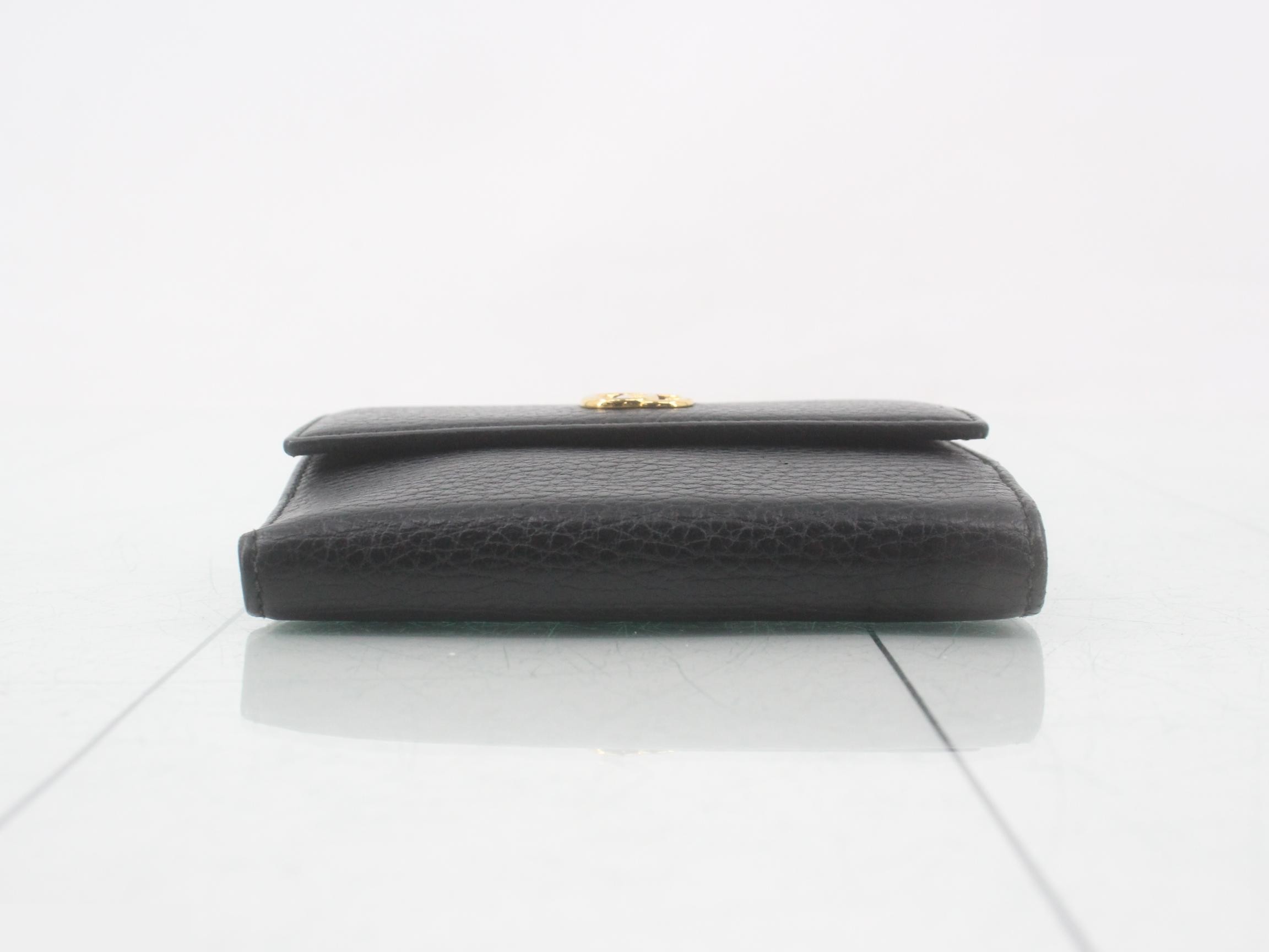 GG Marmont double-hook wallet, black, gold hardware — view 3