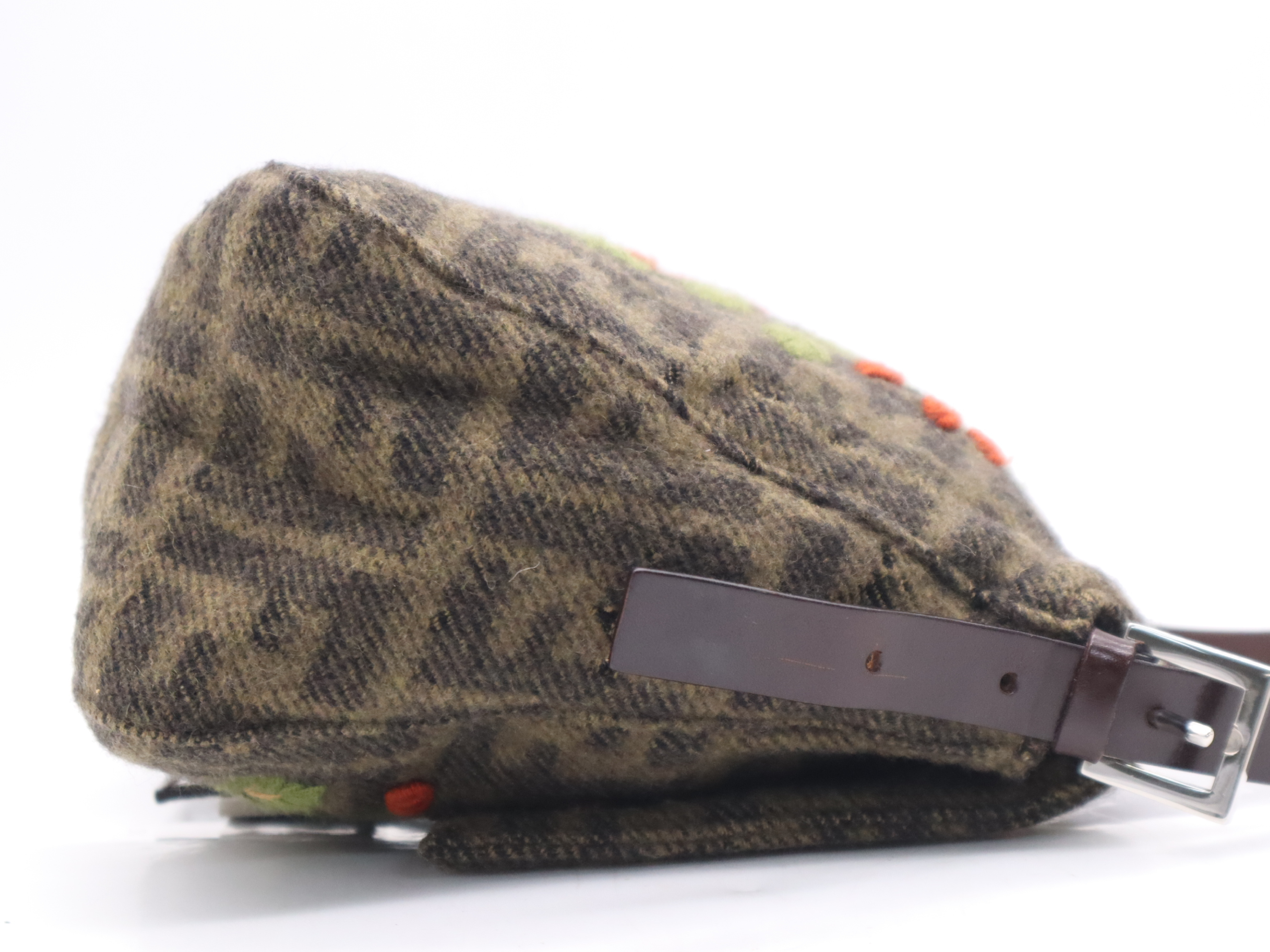 Wool Zucca Mamma Bucket Green Silver Hardware Shoulder Bag — view 5