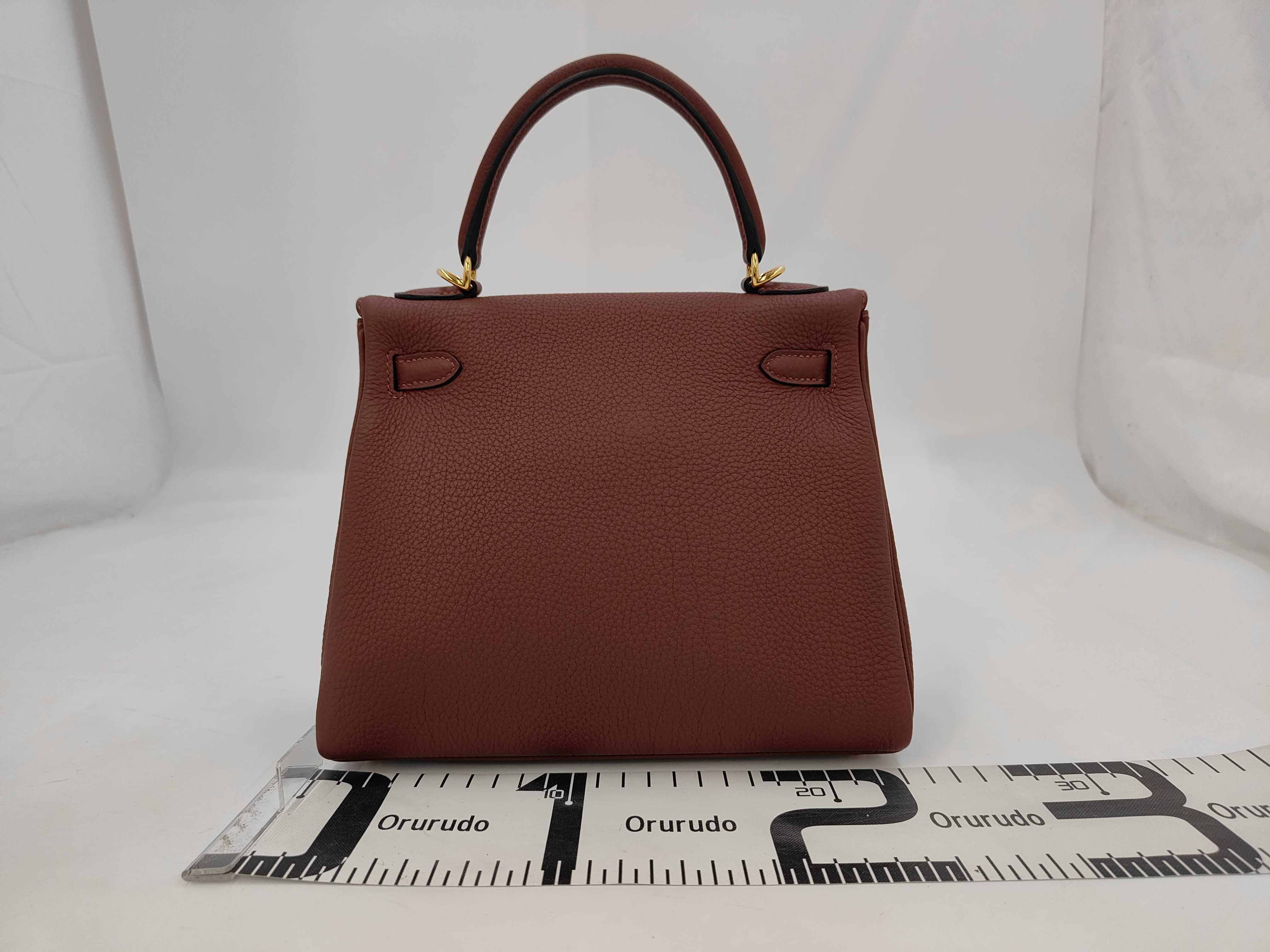 Kelly 25 Togo Rouge H Gold Hardware W Stamp Handbag — view 2