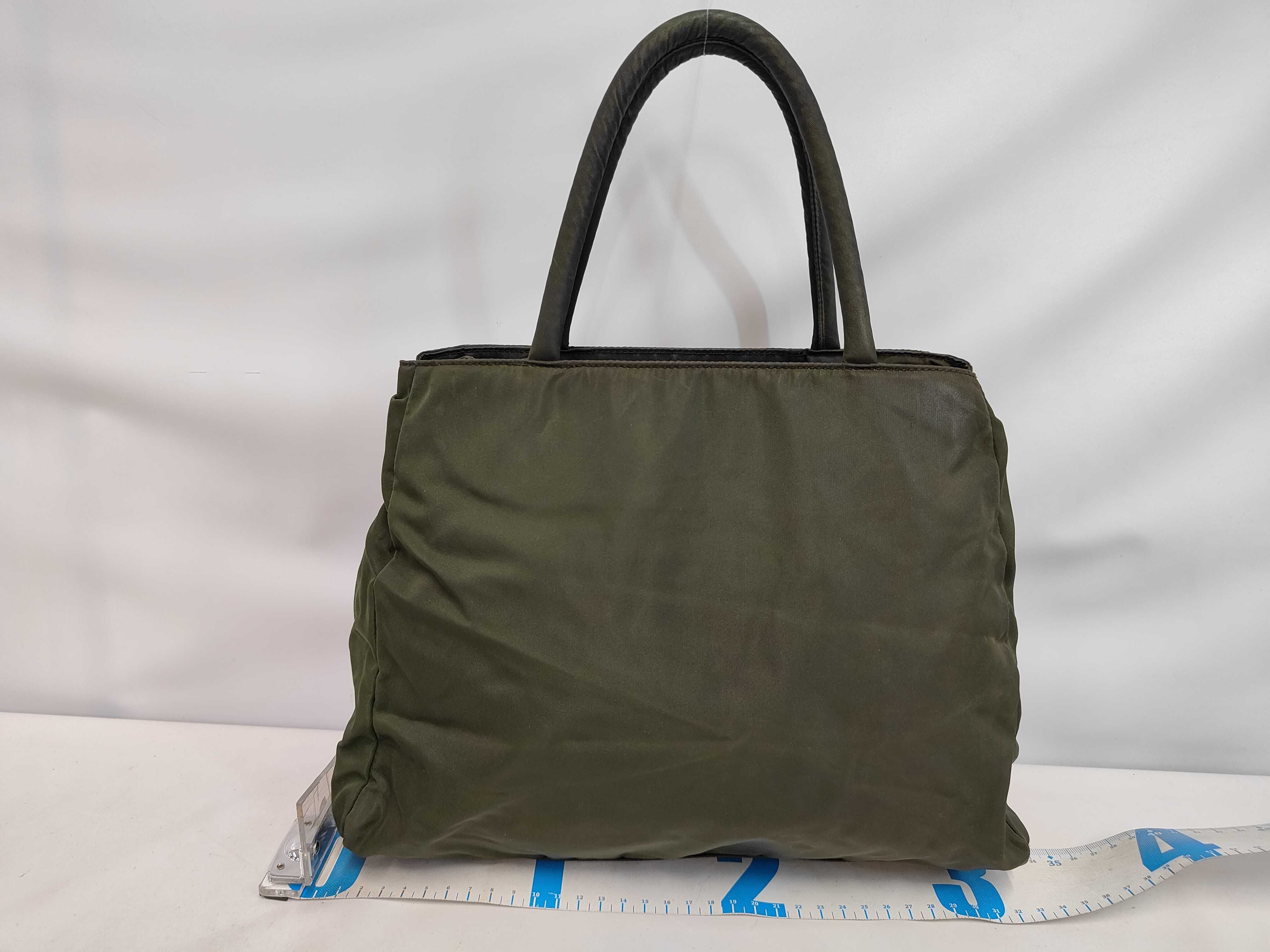 Triangle Logo Nylon Khaki Shoulder Bag Handbag — view 2