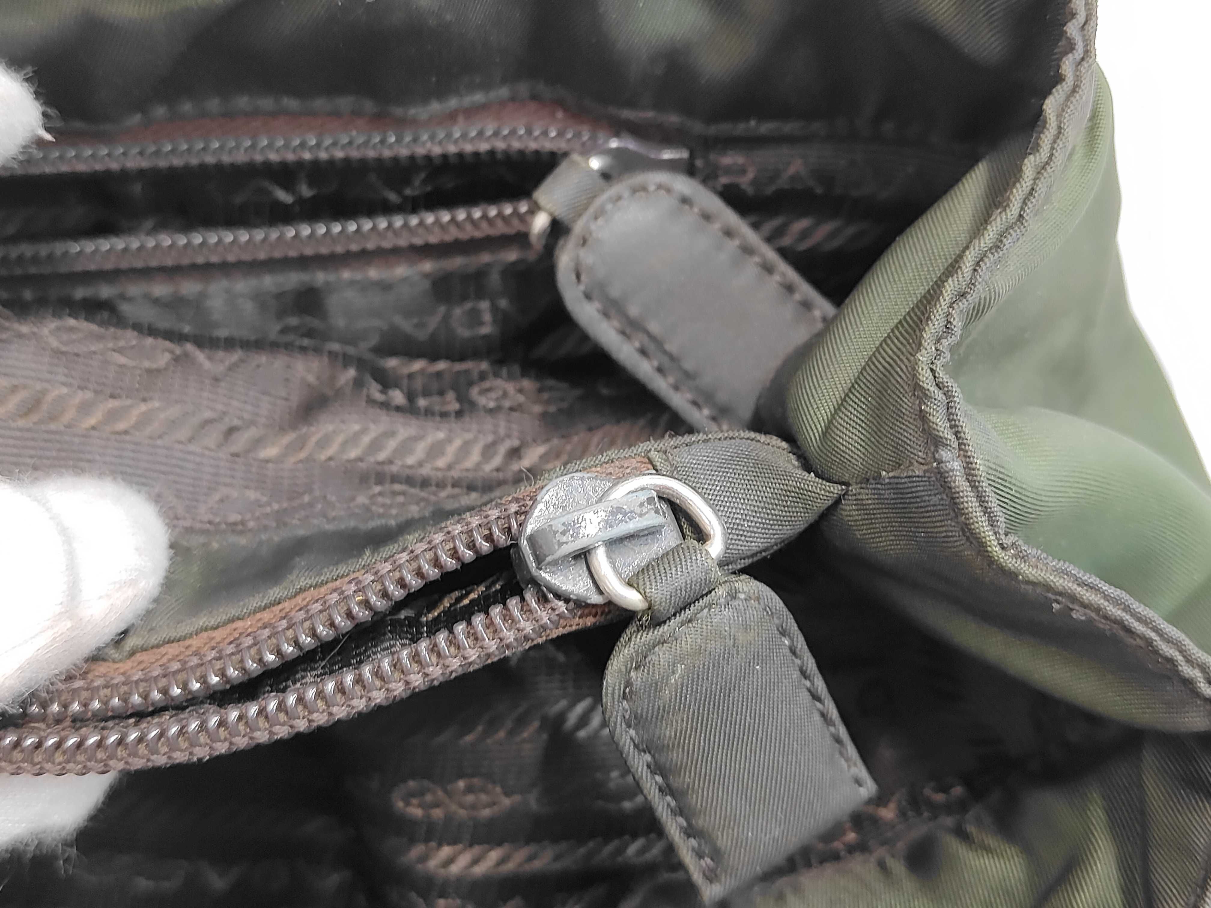 Triangle Logo Nylon Khaki Shoulder Bag Handbag — view 9