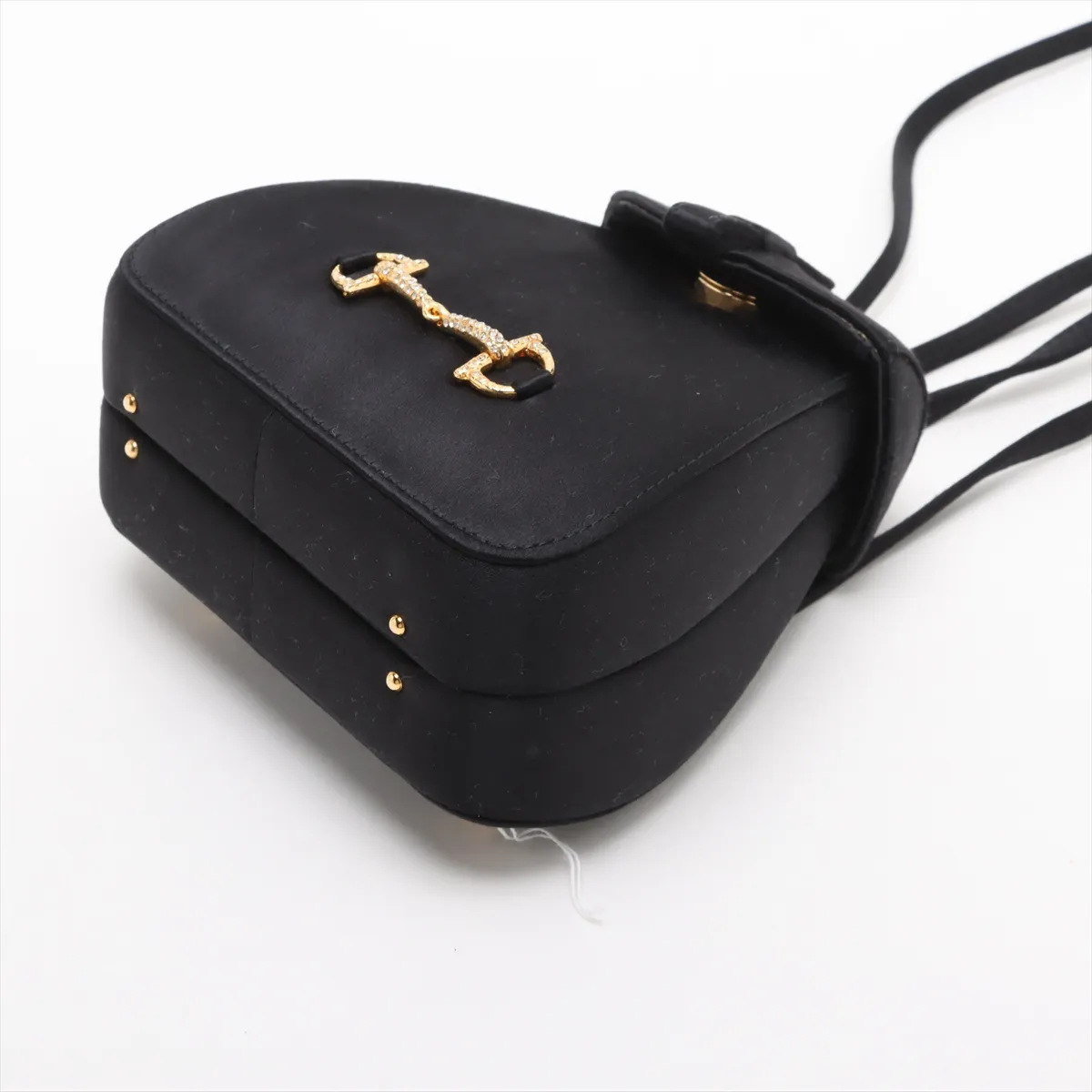 Vintage Satin x Rhinestone Backpack/Rucksack Black — view 3