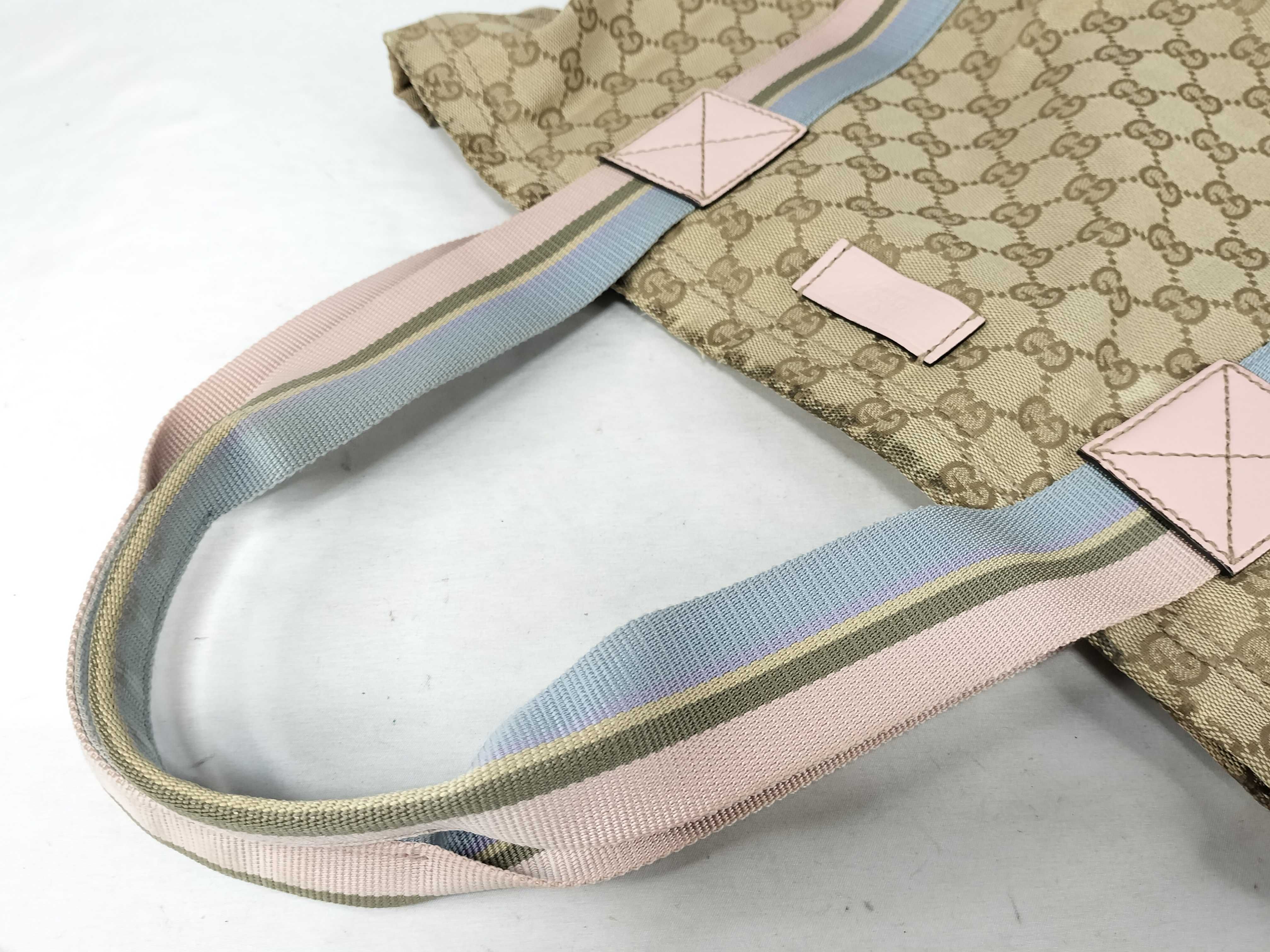 GG Canvas Gucci Tote Bag Canvas Leather GG Pattern Sherry Line Tote Bag — view 3