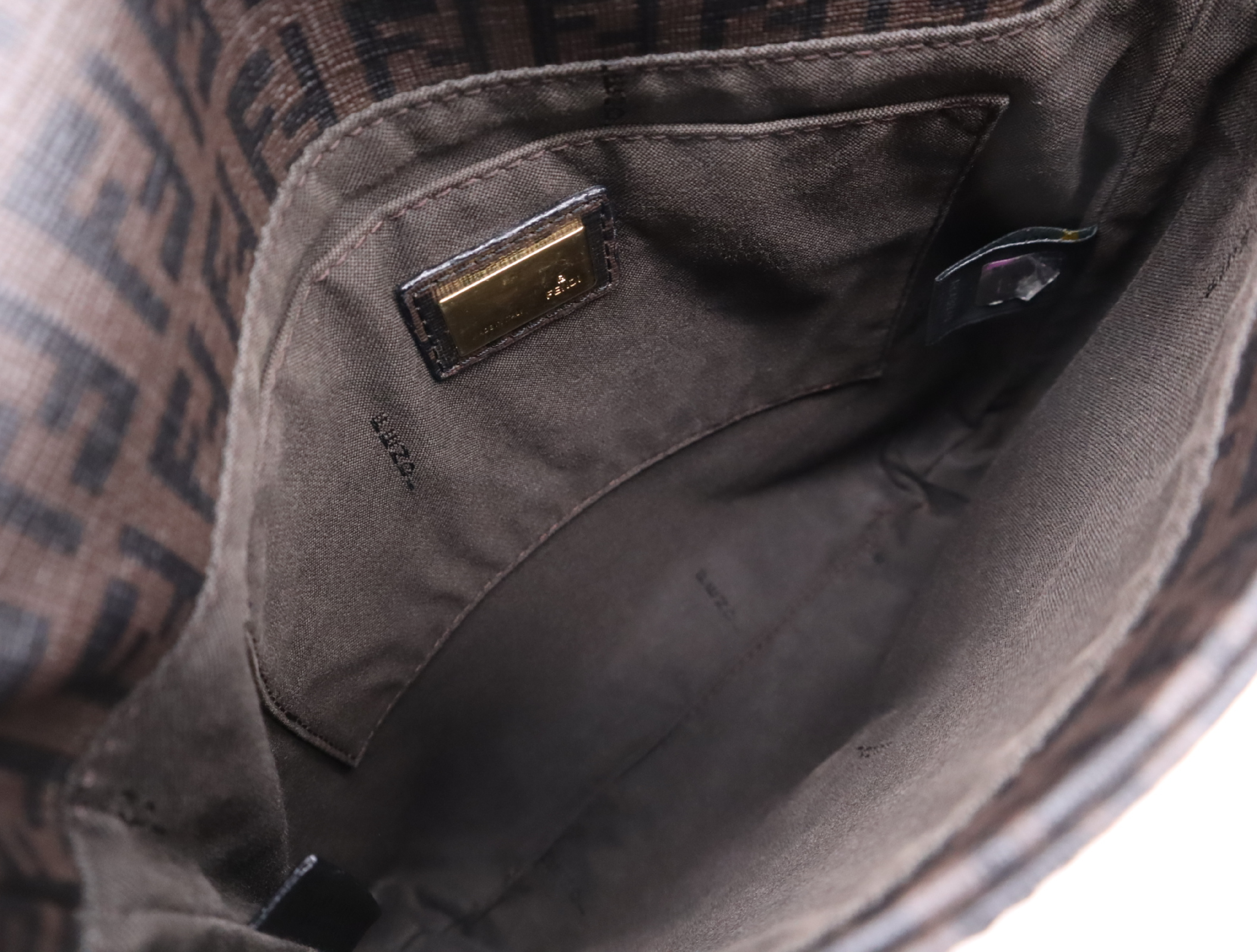 Canvas Zucchino Brown Gold Hardware Shoulder Bag — view 13