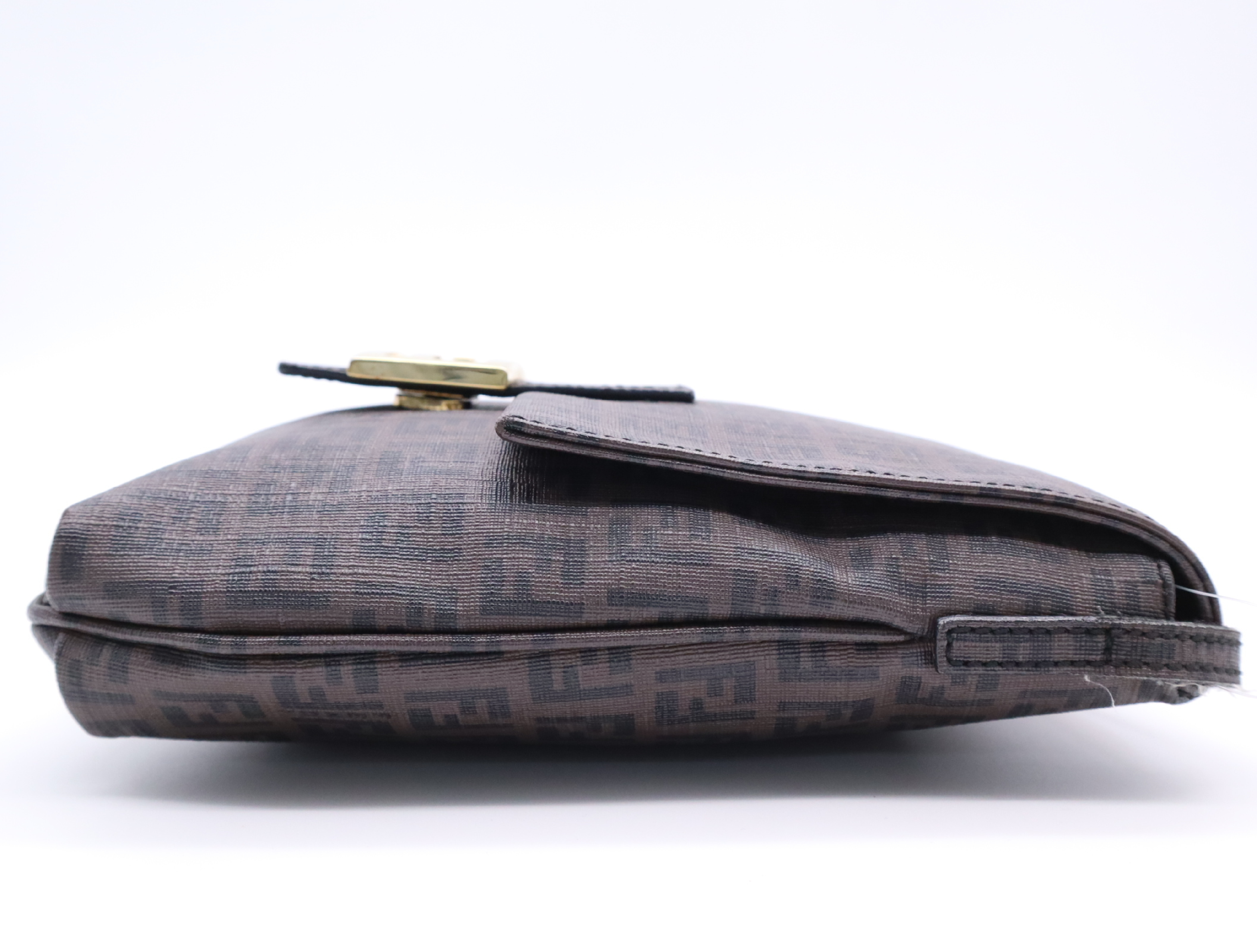Canvas Zucchino Brown Gold Hardware Shoulder Bag — view 5