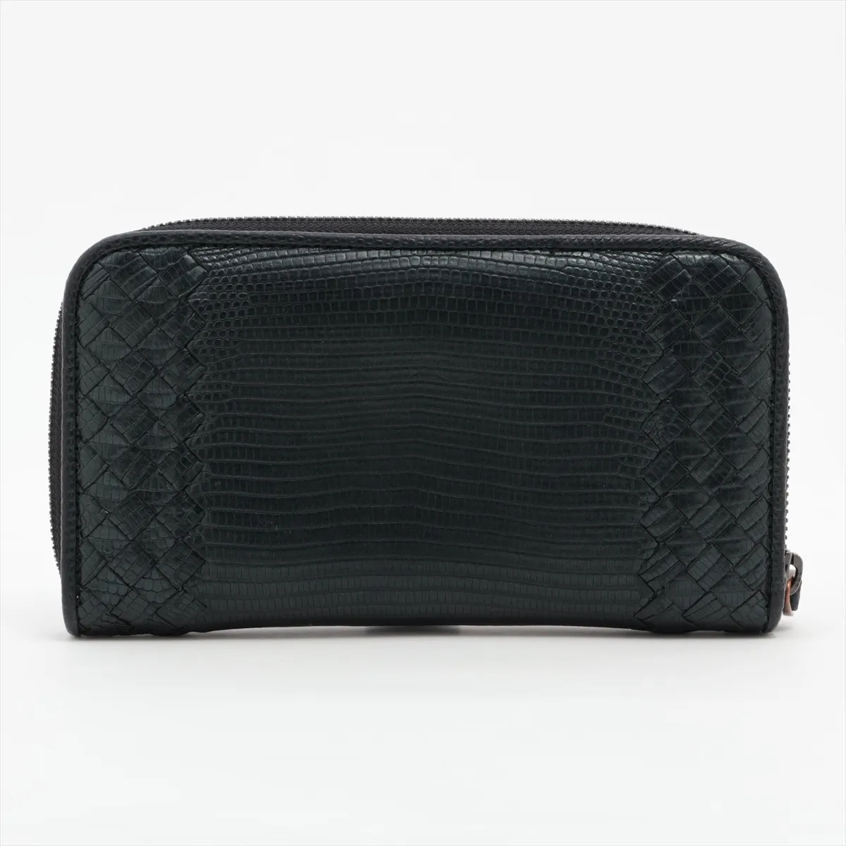 Intrecciato Leather Round Zip Wallet Green — view 2