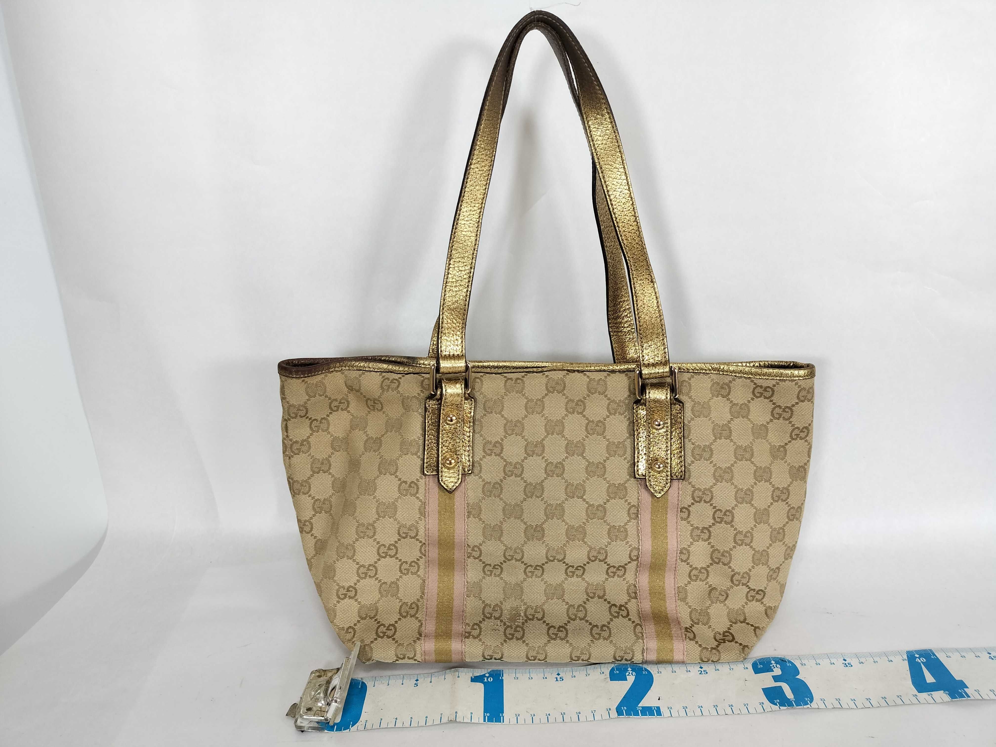 GG Canvas 137396 GG Canvas Sherry Line Tote Bag Gold Tote Bag — view 2