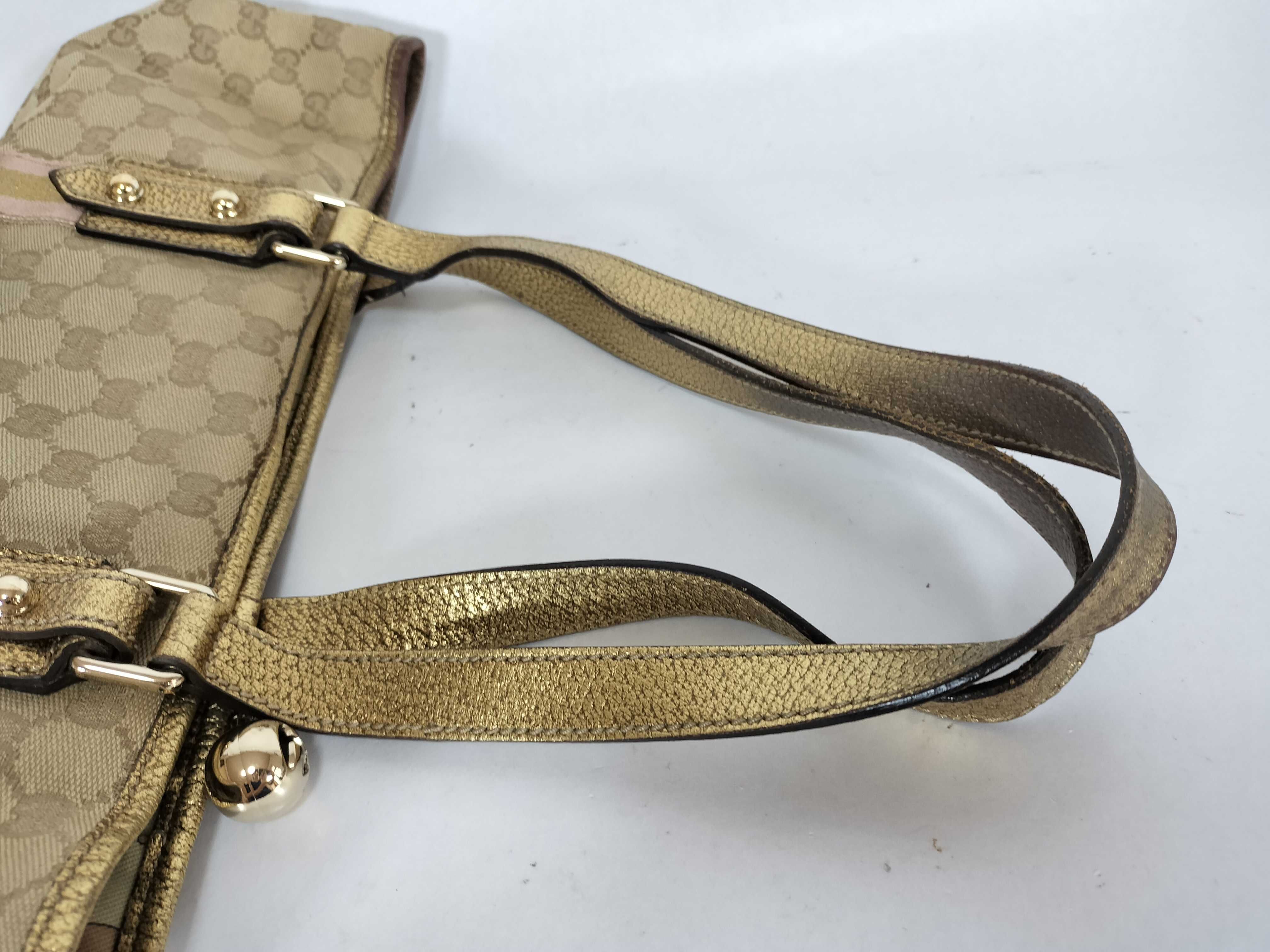 GG Canvas 137396 GG Canvas Sherry Line Tote Bag Gold Tote Bag — view 3