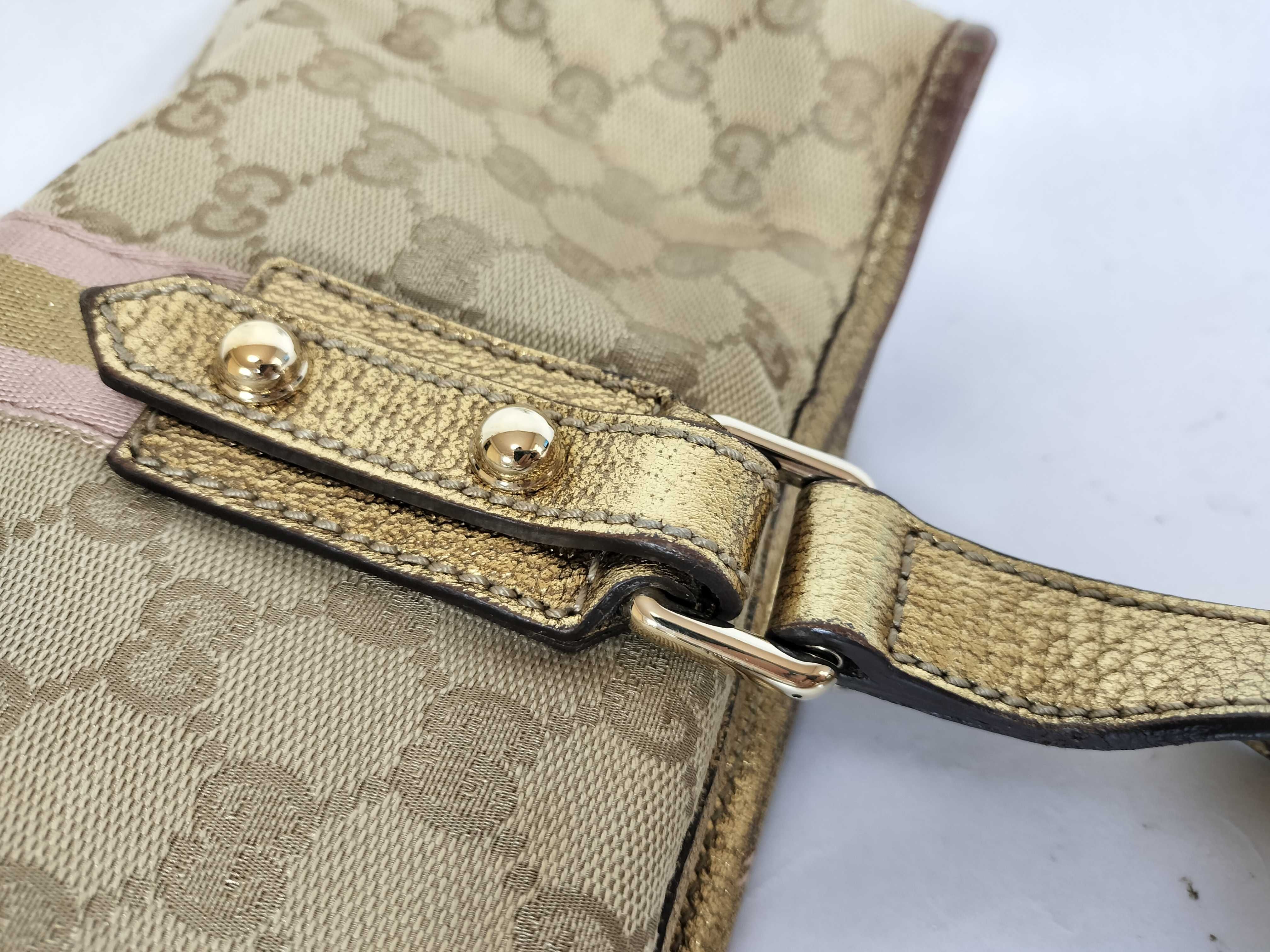 GG Canvas 137396 GG Canvas Sherry Line Tote Bag Gold Tote Bag — view 5