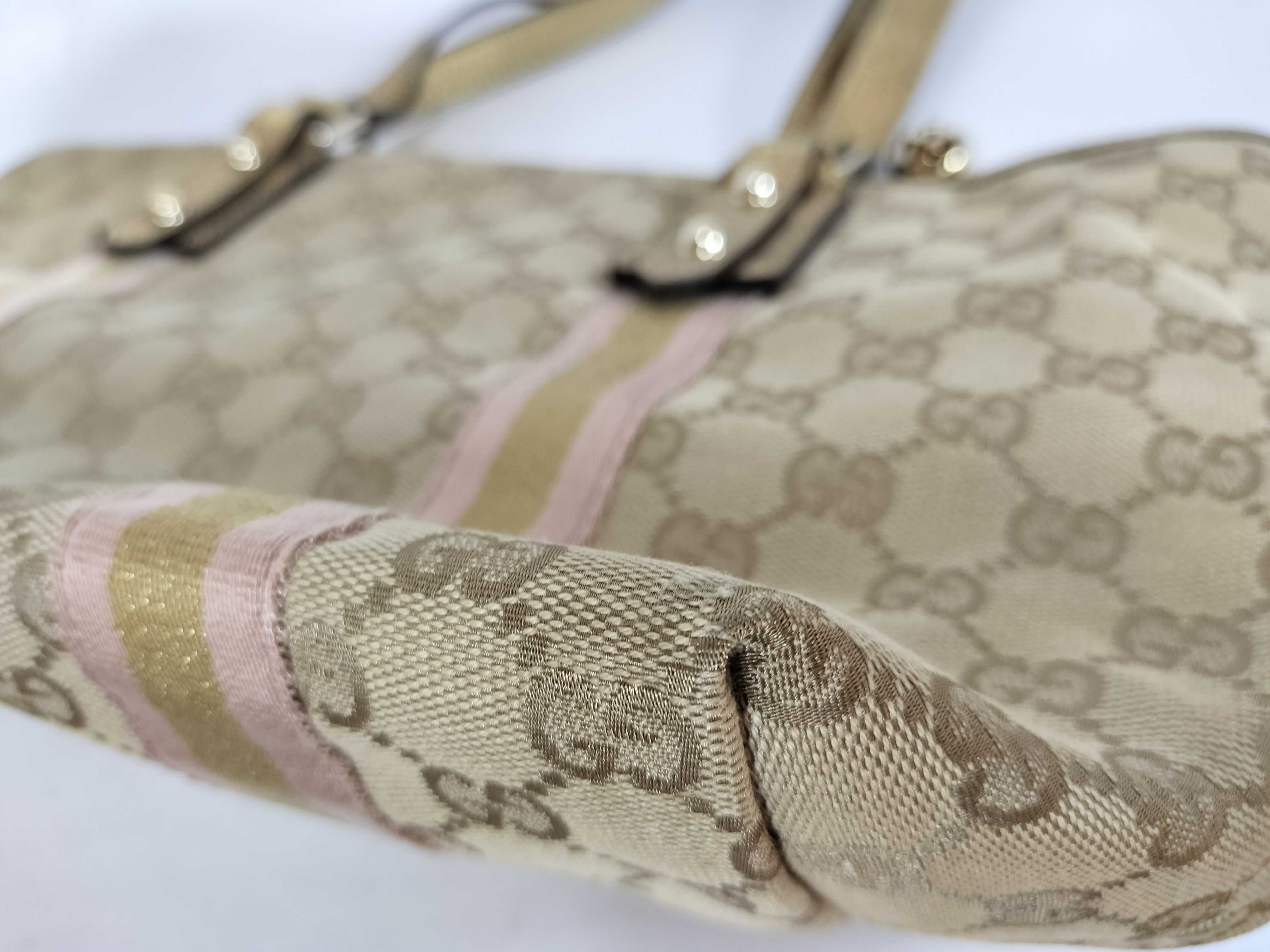 GG Canvas 137396 GG Canvas Sherry Line Tote Bag Gold Tote Bag — view 7