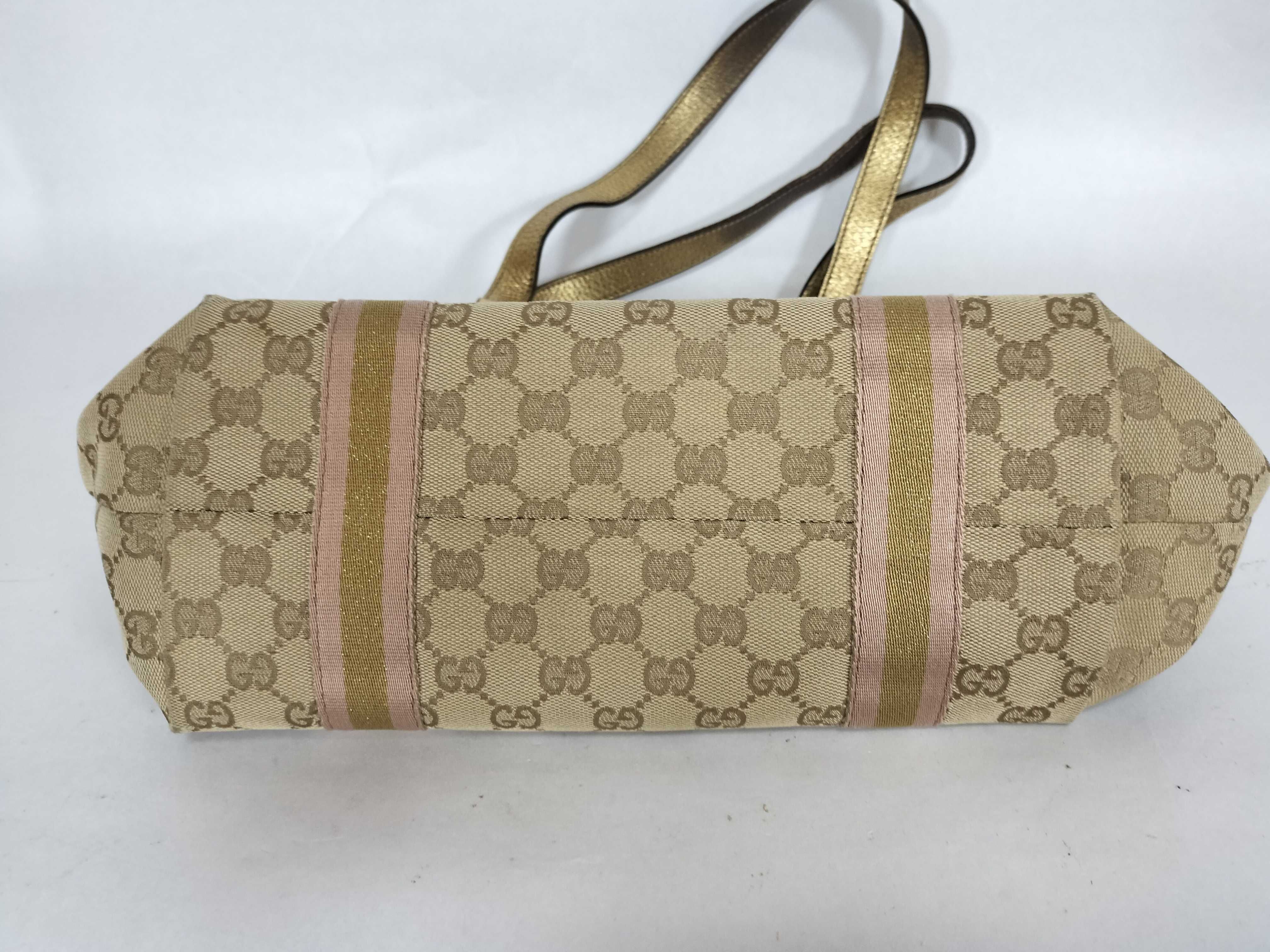GG Canvas 137396 GG Canvas Sherry Line Tote Bag Gold Tote Bag — view 8