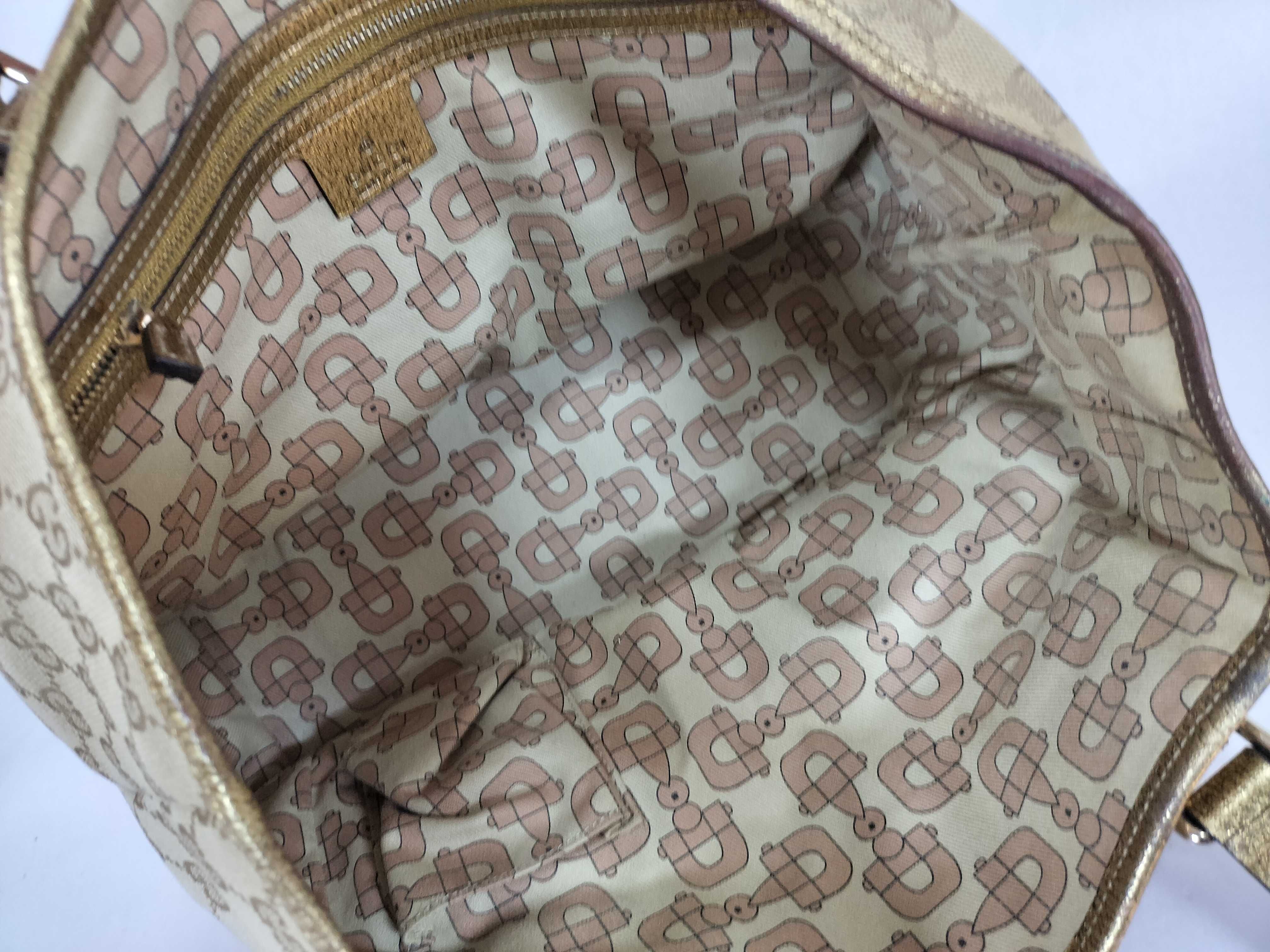 GG Canvas 137396 GG Canvas Sherry Line Tote Bag Gold Tote Bag — view 9