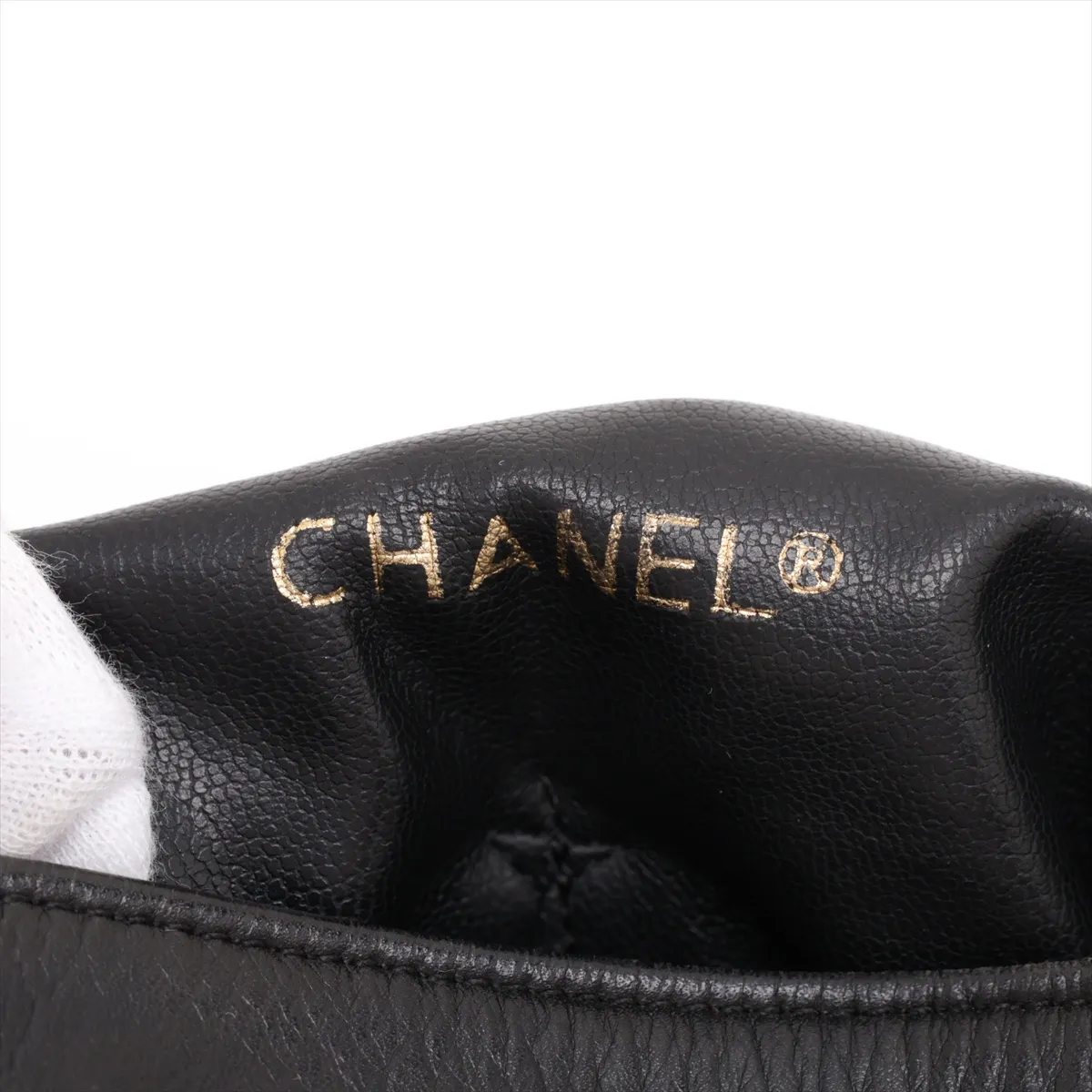 Bicolore Lambskin Chain Shoulder Bag, Drawstring, Black with Gold Hardware — view 11