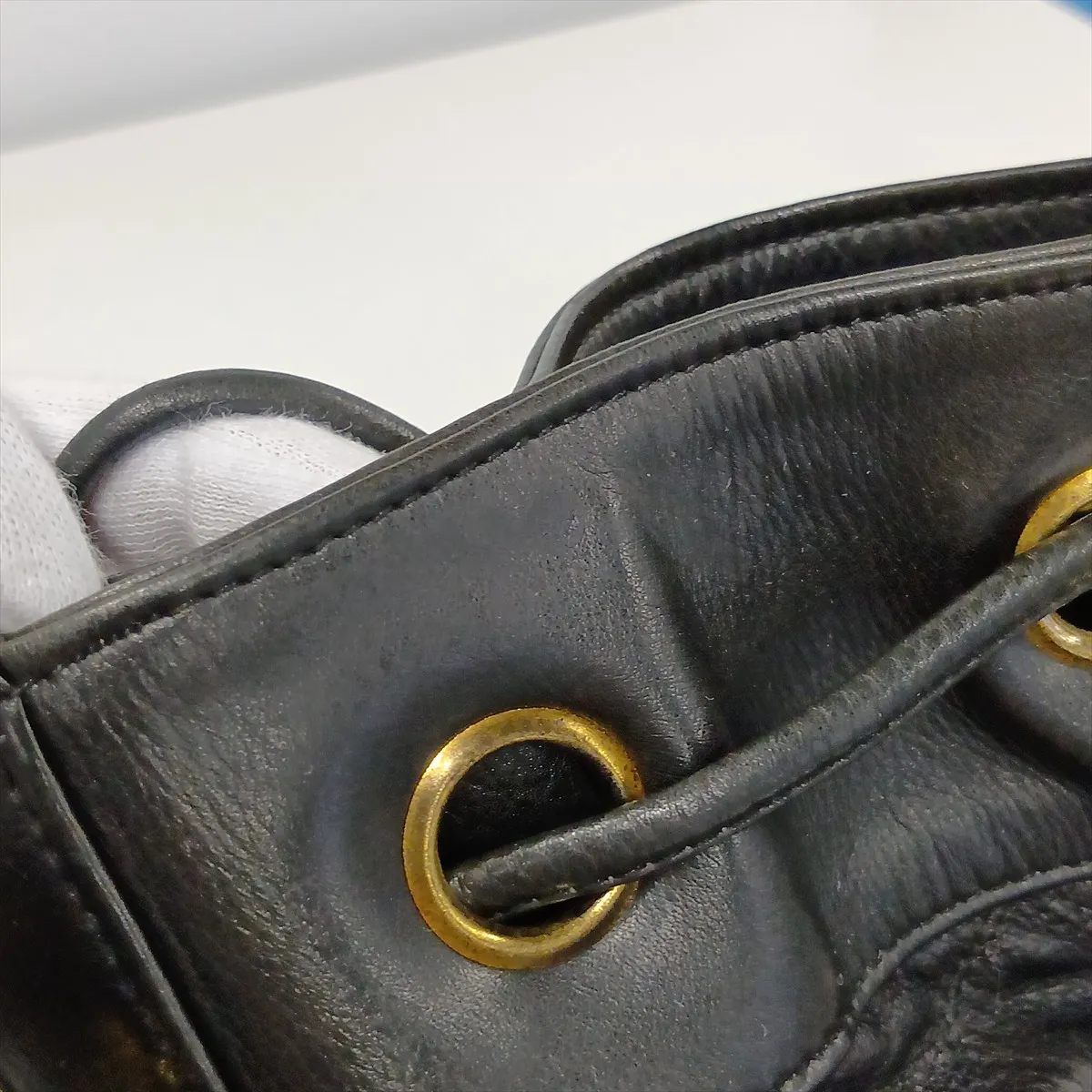 Bicolore Lambskin Chain Shoulder Bag, Drawstring, Black with Gold Hardware — view 14