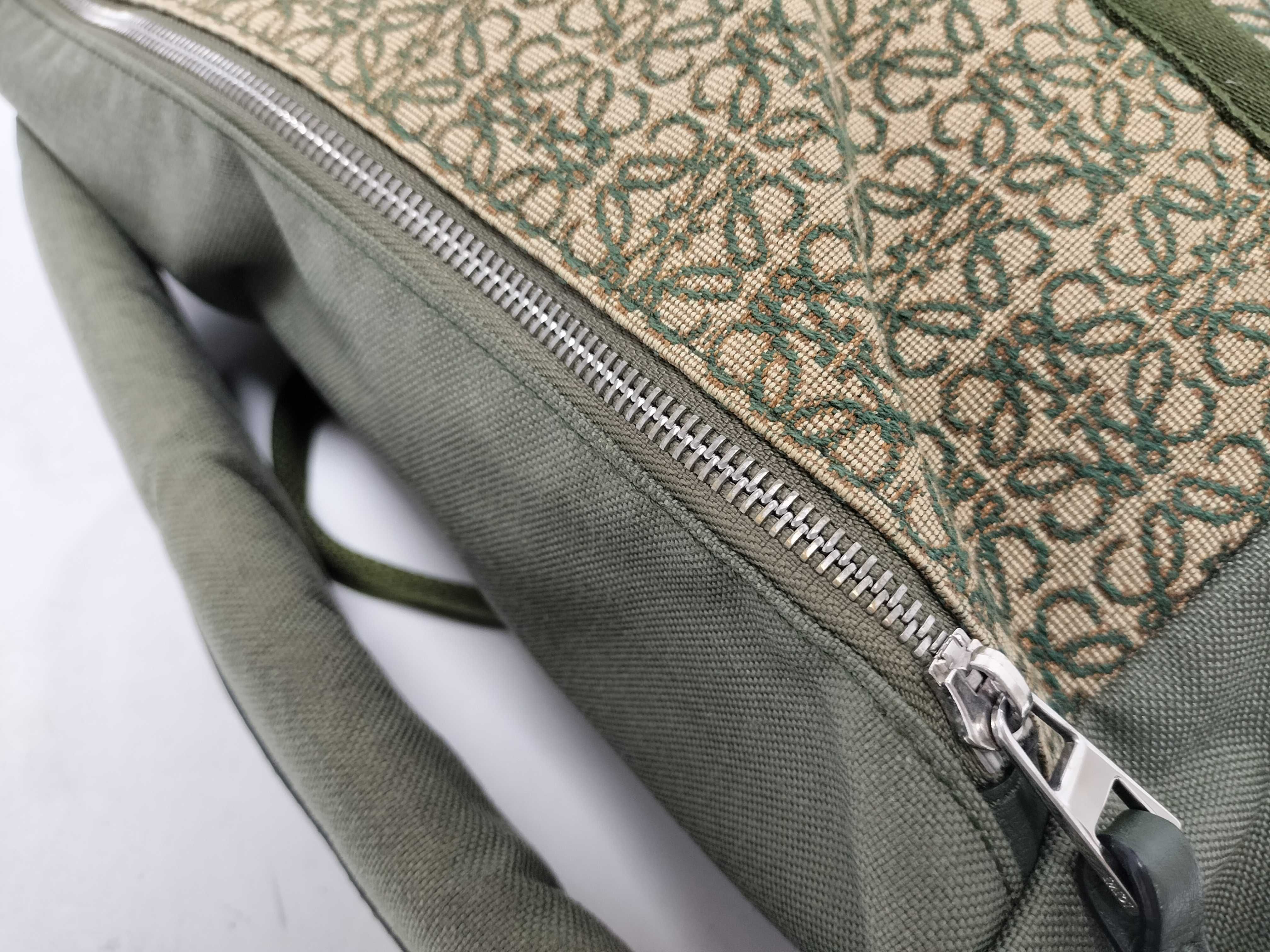 Repeat Anagram Postman Sling Canvas x Leather Shoulder Bag, Green — view 5