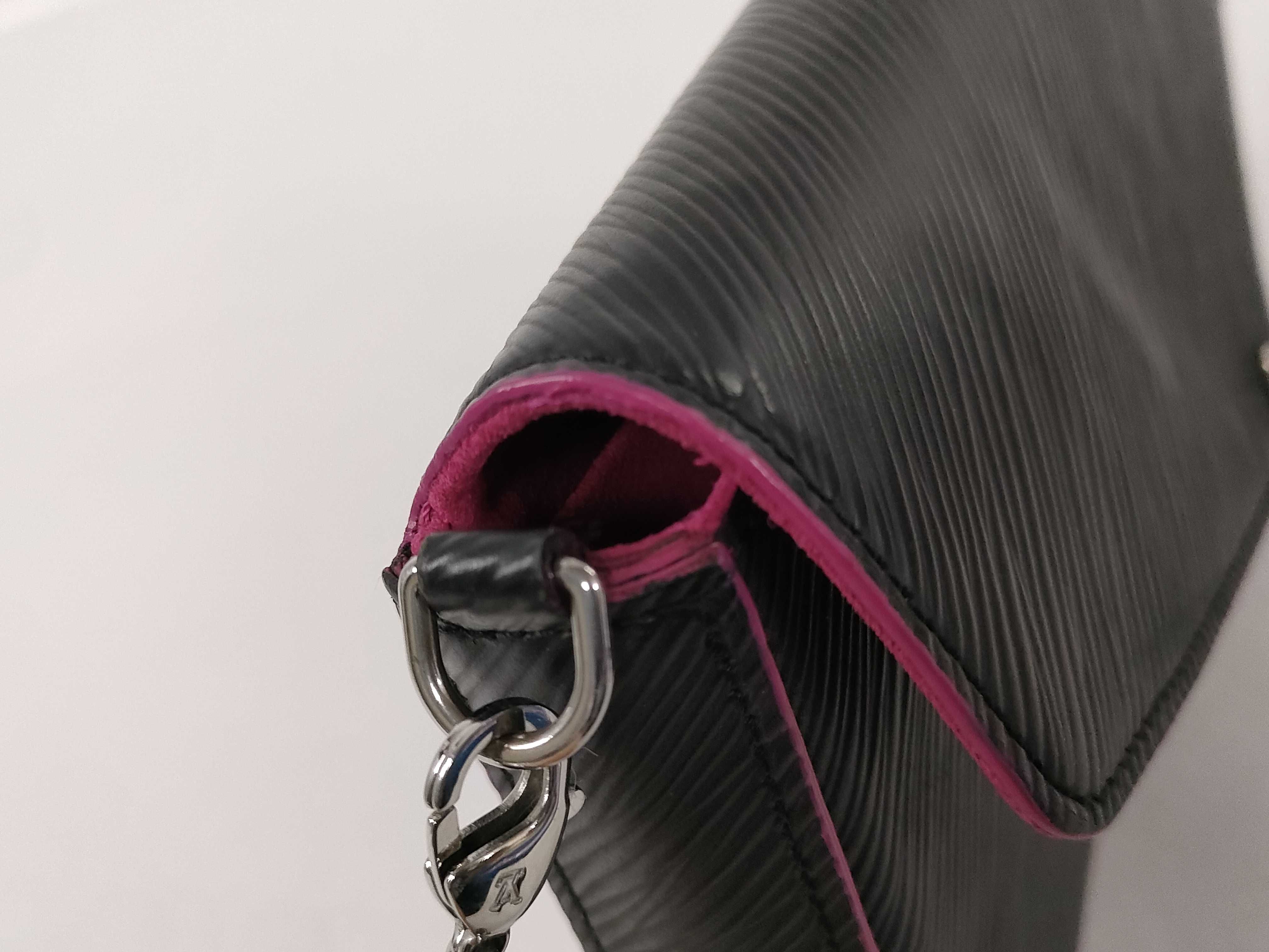 Epi Leather Pochette Felicie Epi Leather Noir Hot Pink Chain Shoulder Bag — view 11