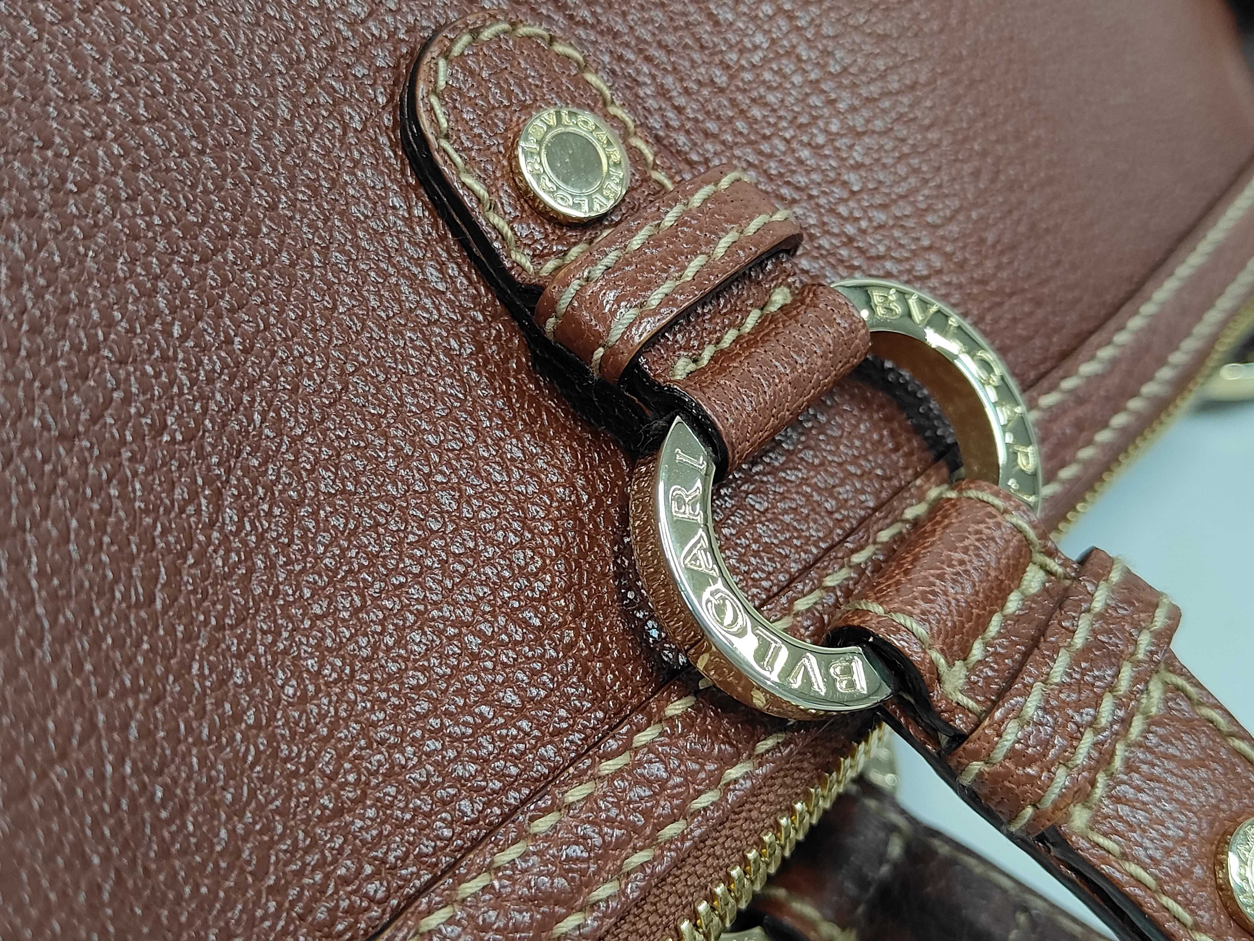 Bulgari Leather Brown Handbag Mini Boston Bag — view 6