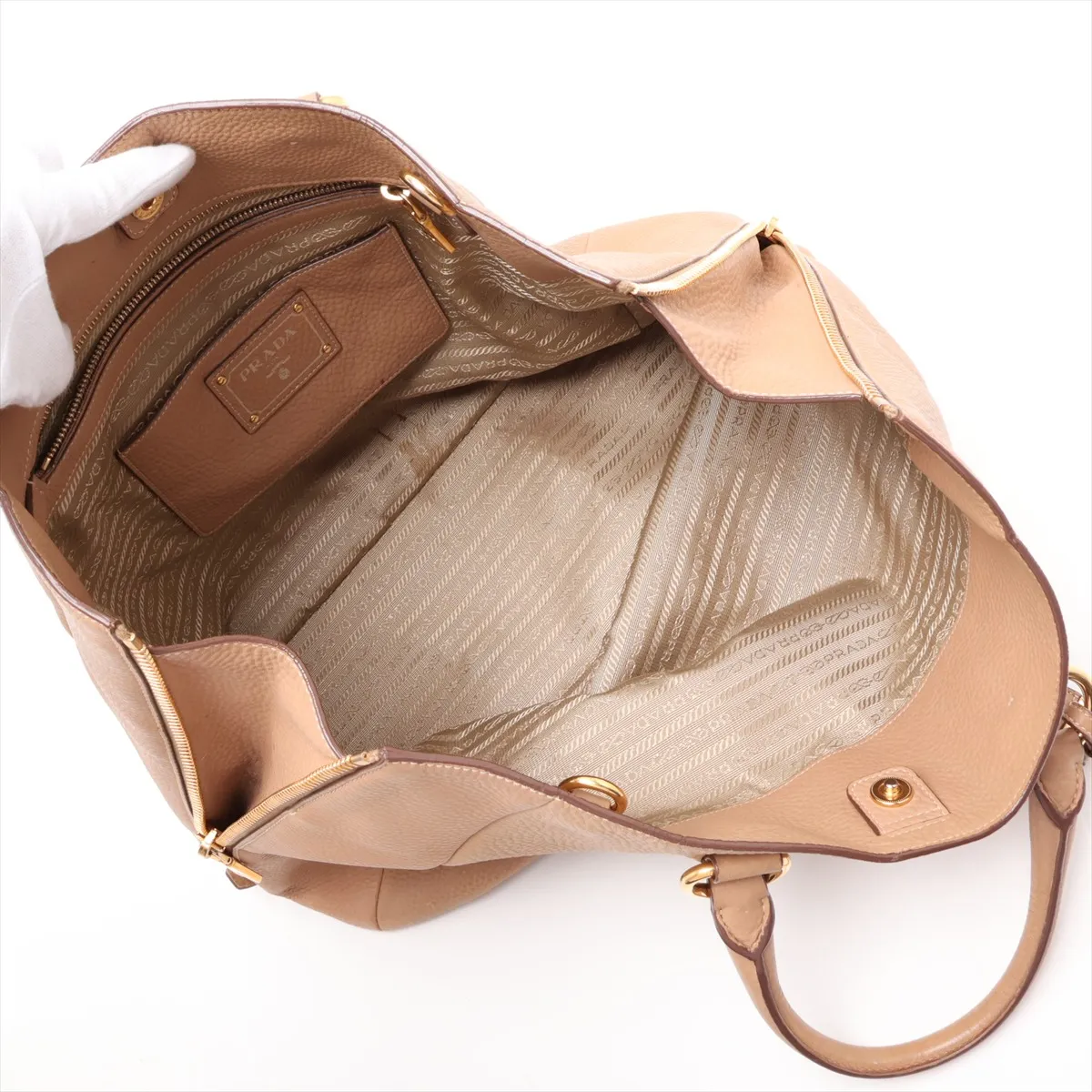 leather tote bag, beige — view 7