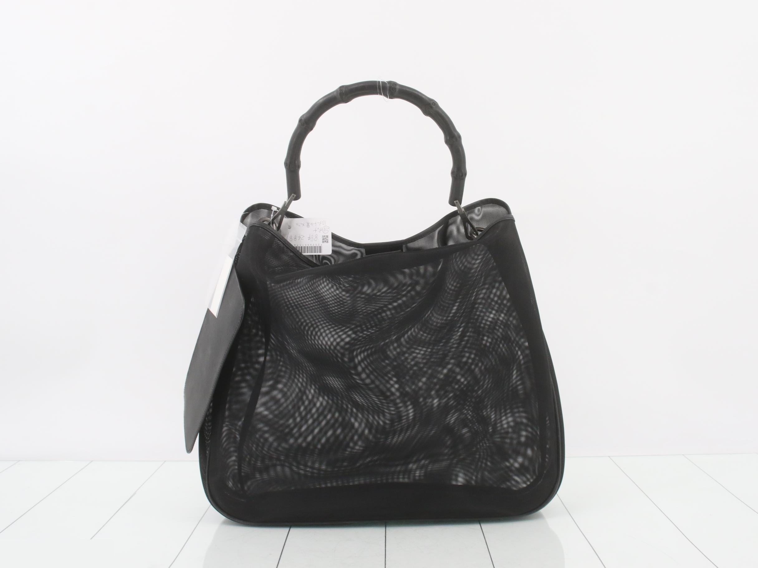 Bamboo Tote Bag, Black, Mesh — view 2