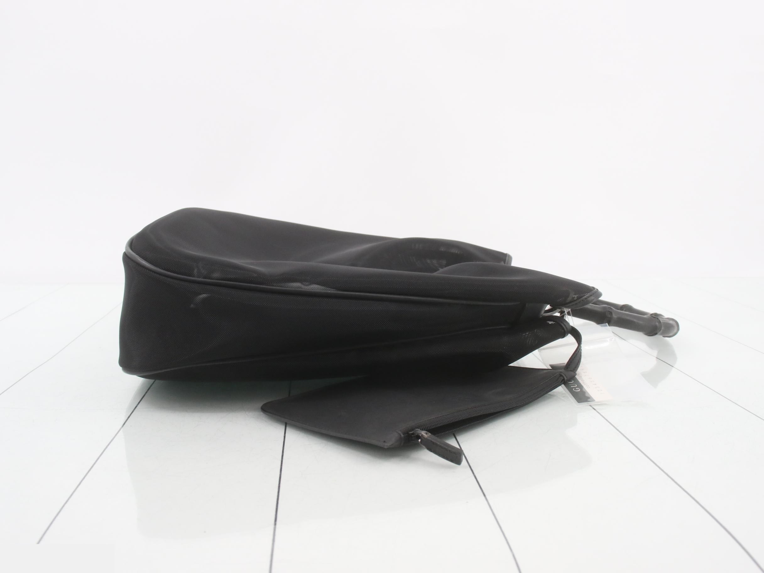 Bamboo Tote Bag, Black, Mesh — view 3