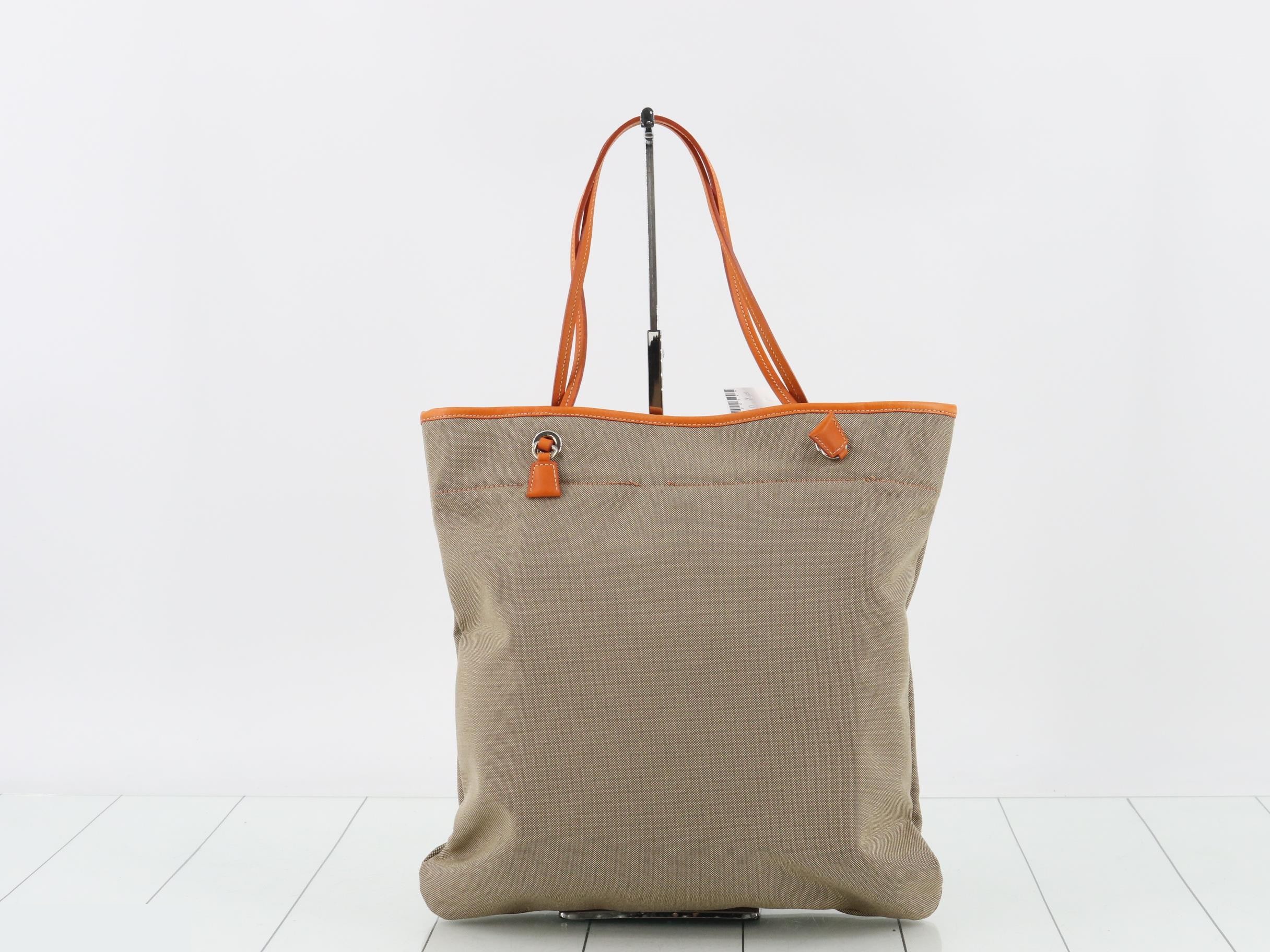 Jacquard tote bag, beige and orange. — view 2