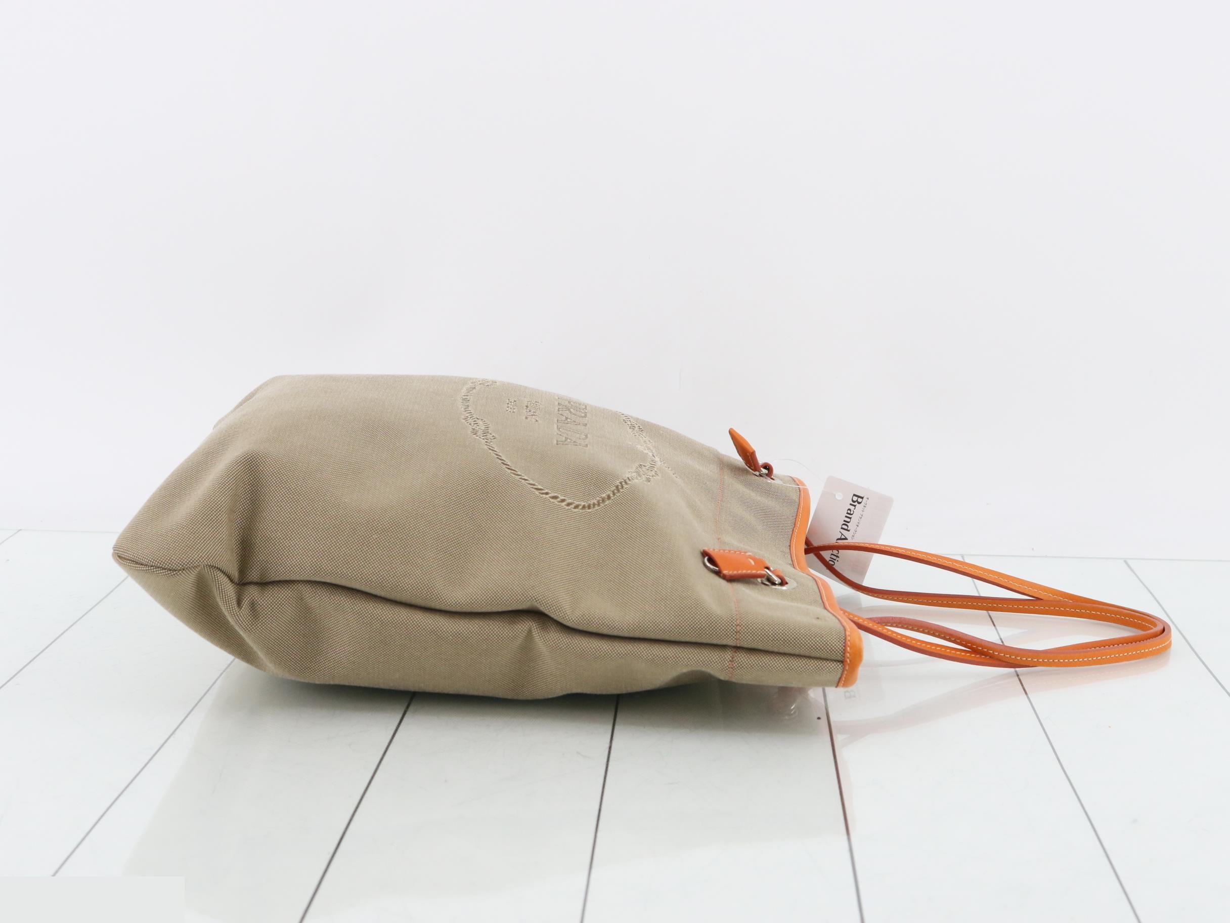 Jacquard tote bag, beige and orange. — view 3