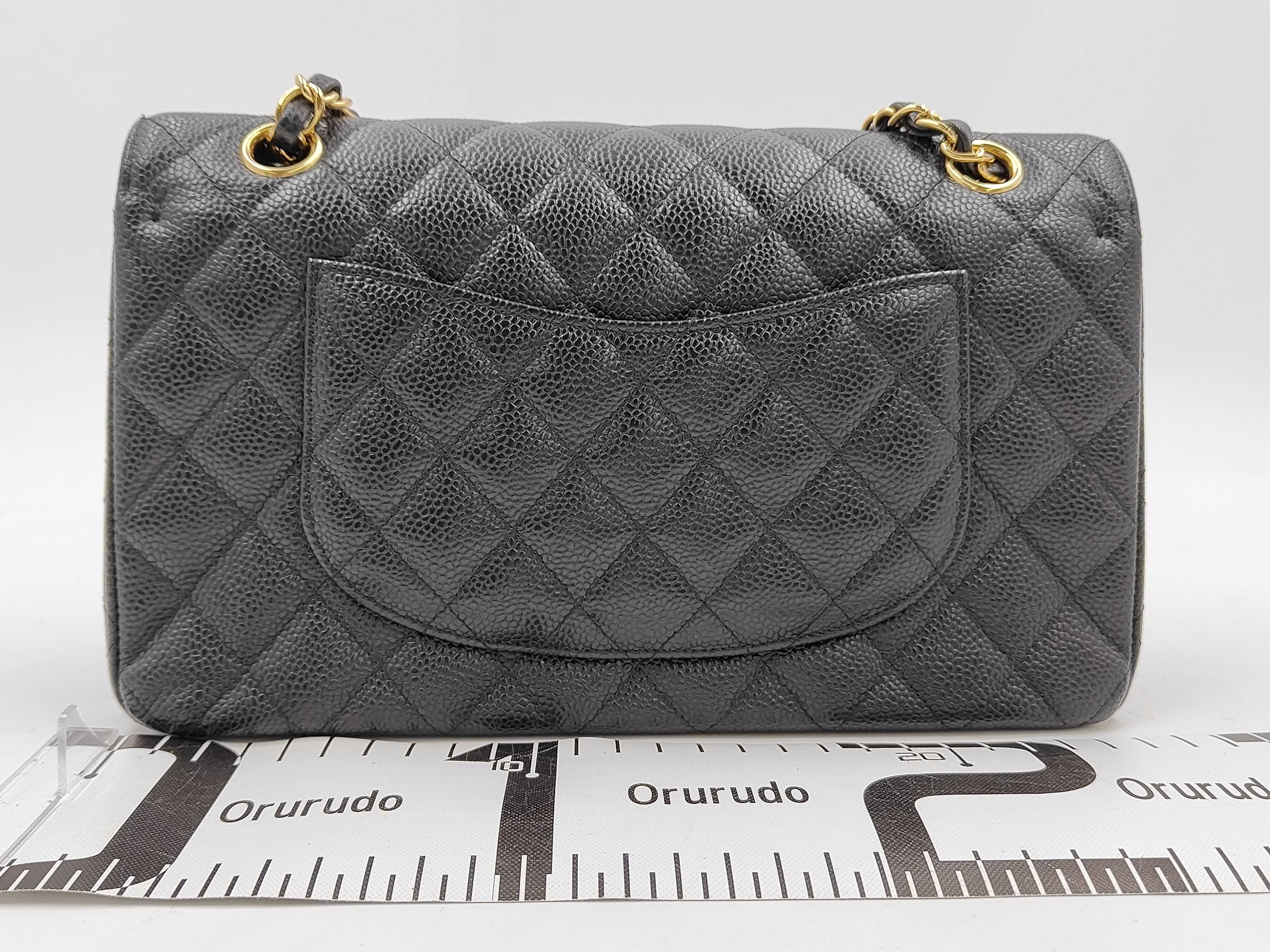 Caviar Skin Black Double Flap Shoulder Bag (Serial Number 25, Series 29) — view 2