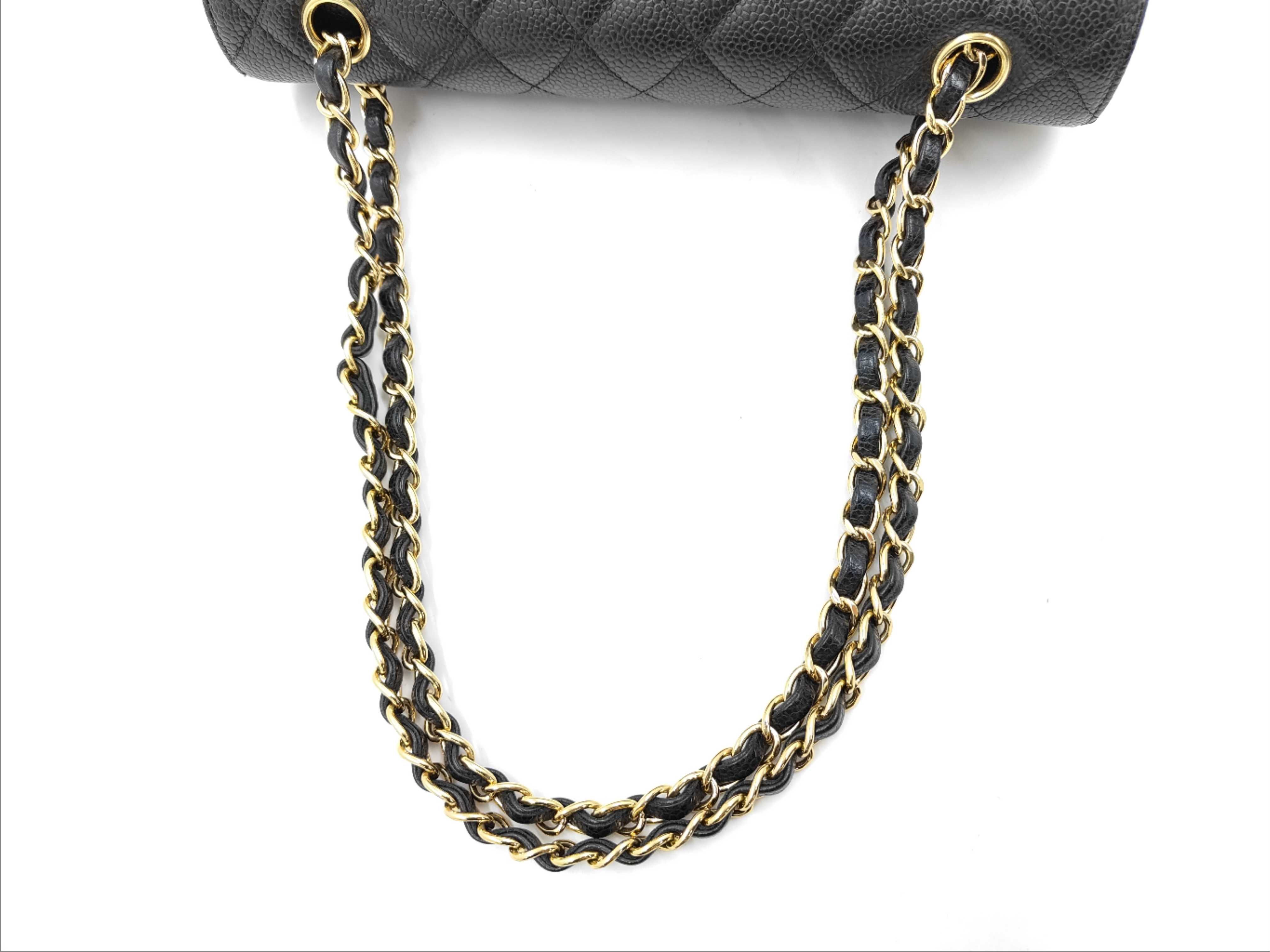 Caviar Skin Black Double Flap Shoulder Bag (Serial Number 25, Series 29) — view 3