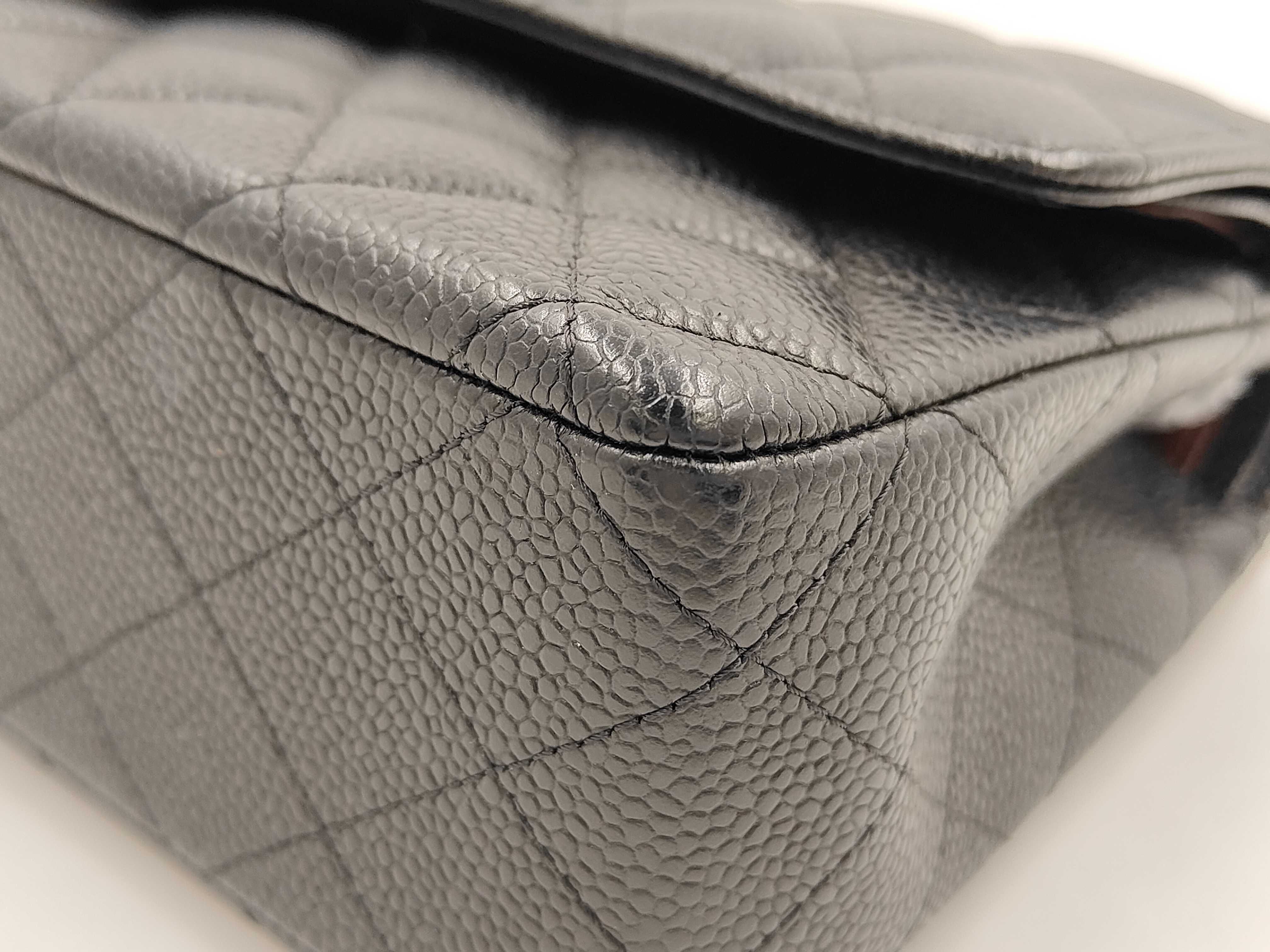 Caviar Skin Black Double Flap Shoulder Bag (Serial Number 25, Series 29) — view 6