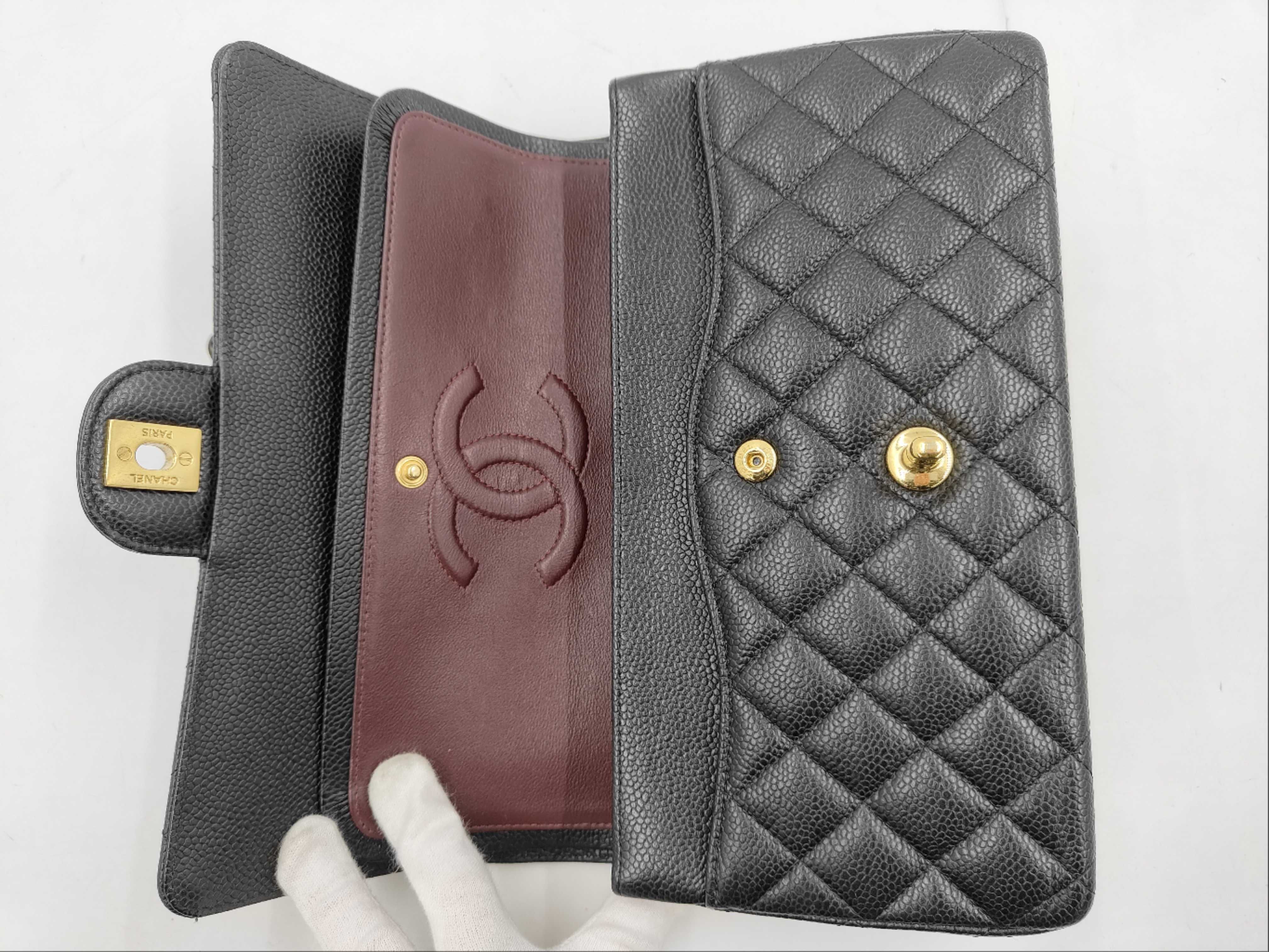 Caviar Skin Black Double Flap Shoulder Bag (Serial Number 25, Series 29) — view 7