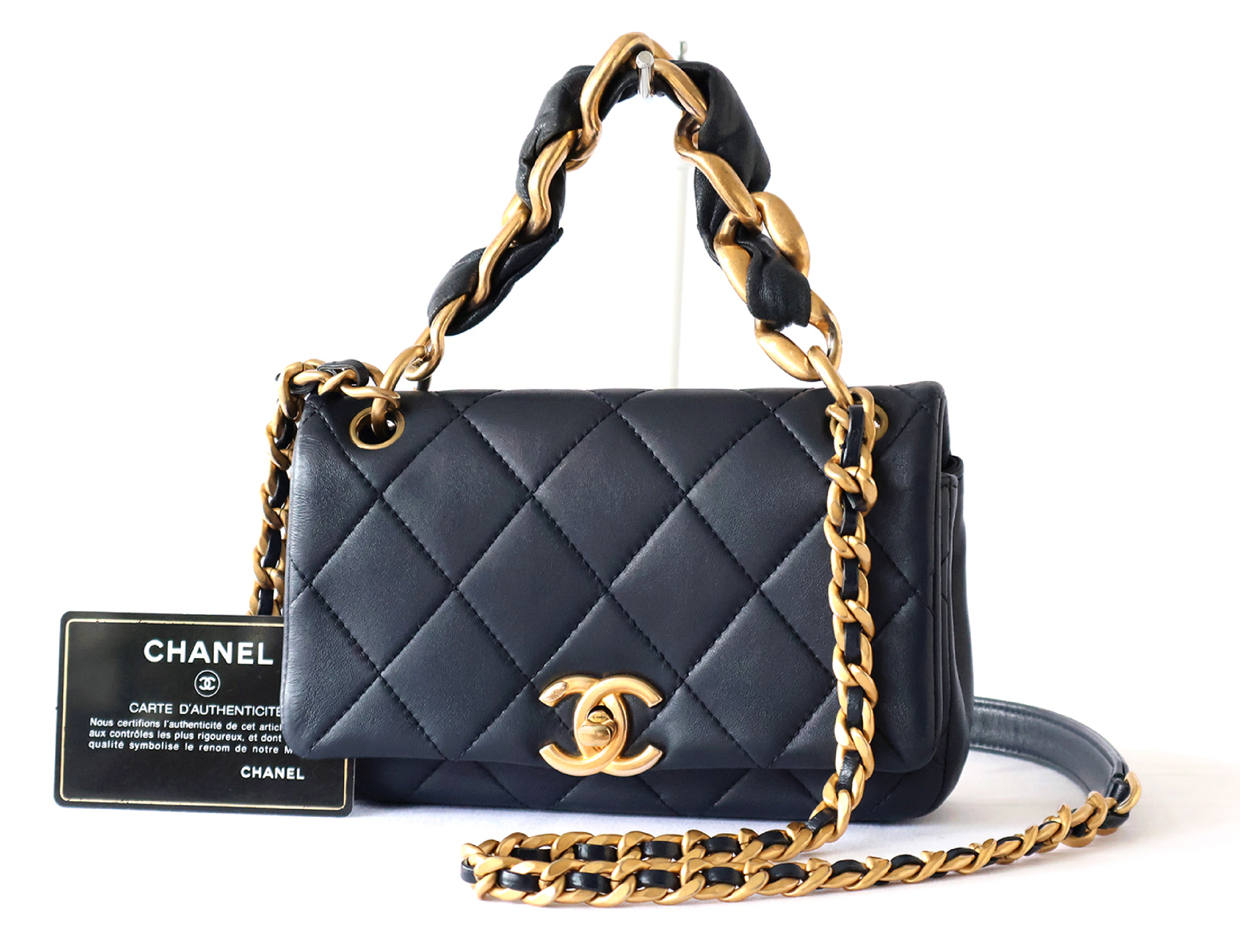 Mini Matelassé Lambskin 2-Way Chain Shoulder Bag (Navy) - Serial Number 31 (with original seal)
