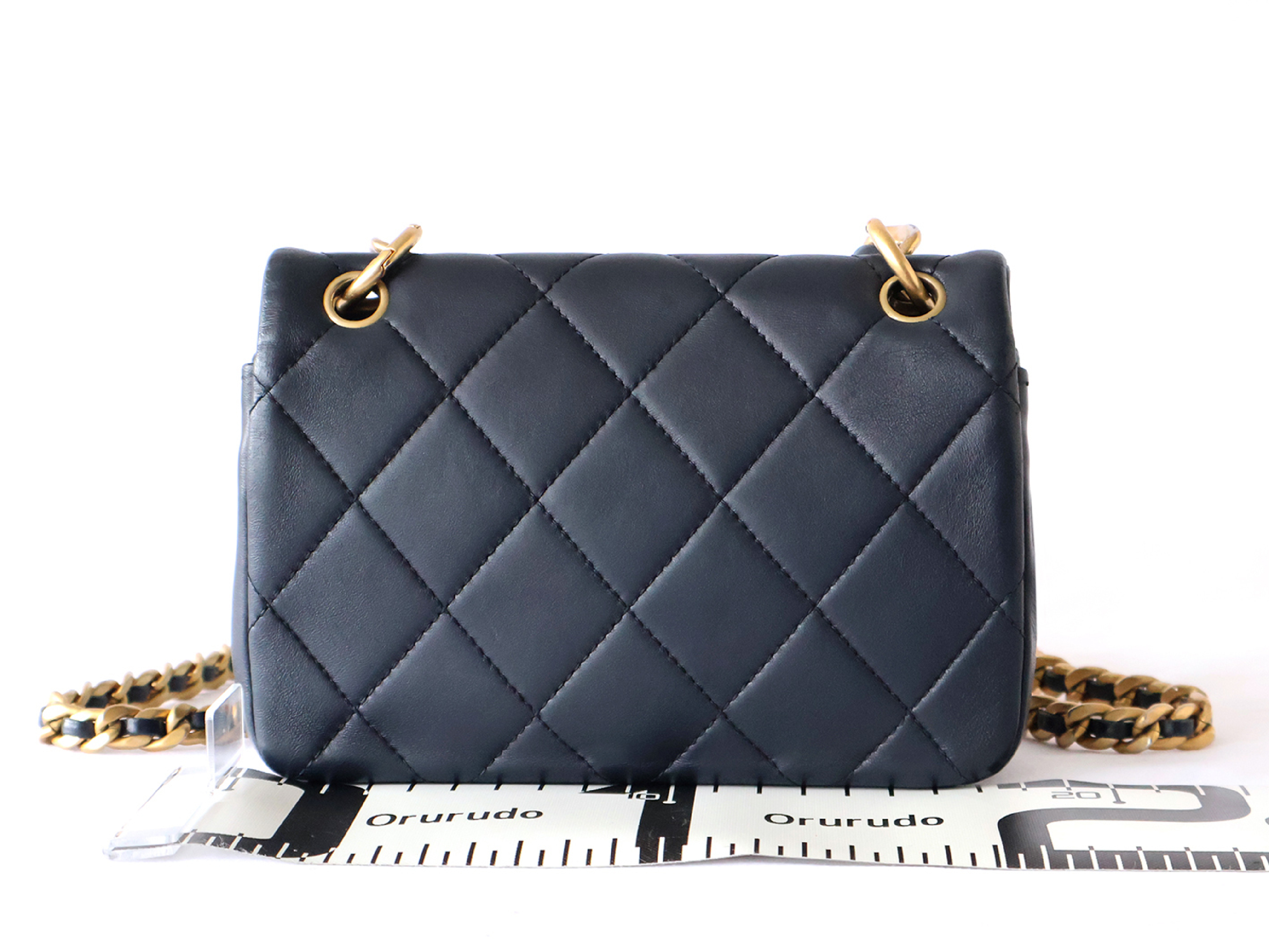 Mini Matelassé Lambskin 2-Way Chain Shoulder Bag (Navy) - Serial Number 31 (with original seal) — view 2