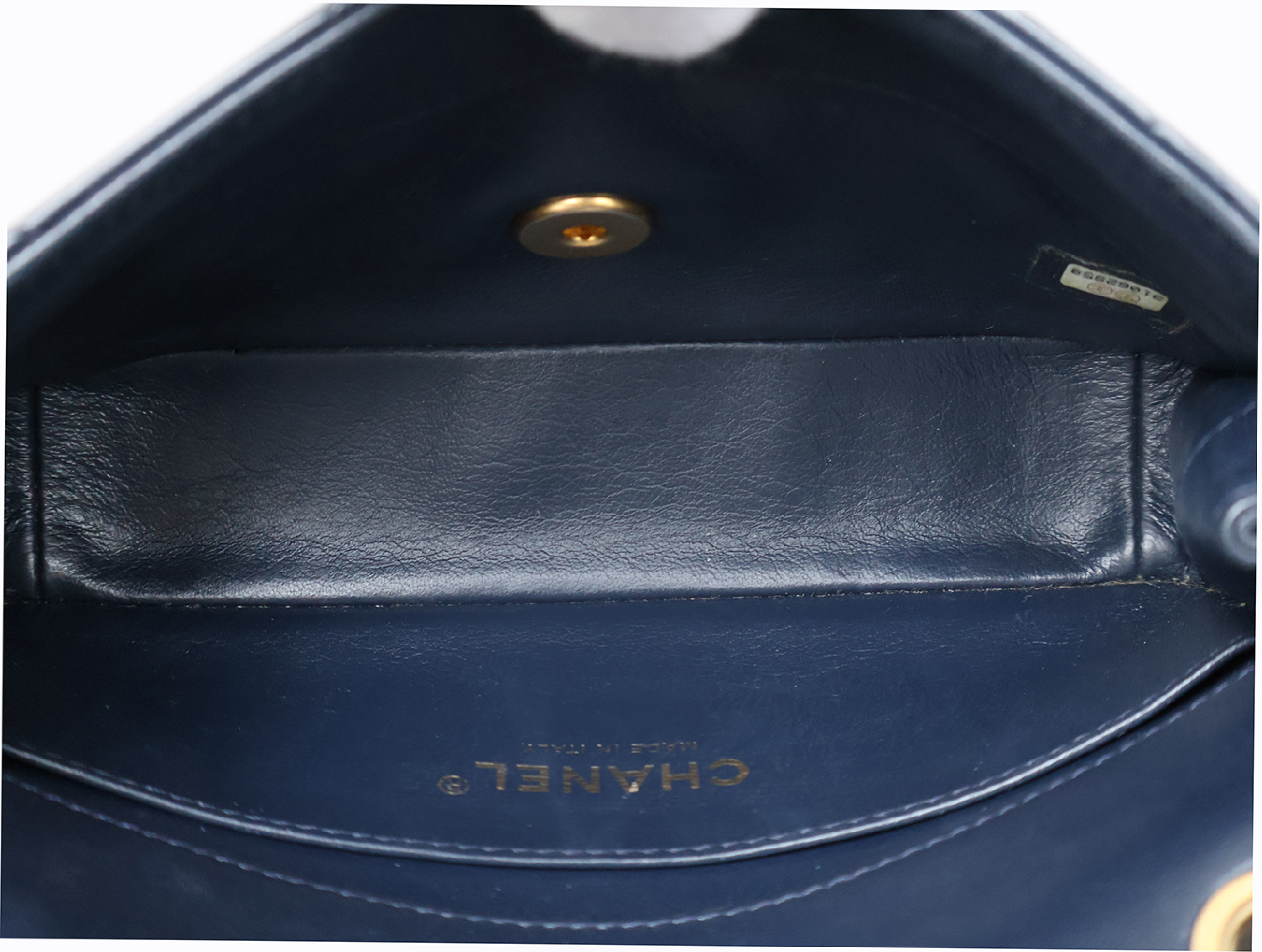 Mini Matelassé Lambskin 2-Way Chain Shoulder Bag (Navy) - Serial Number 31 (with original seal) — view 13